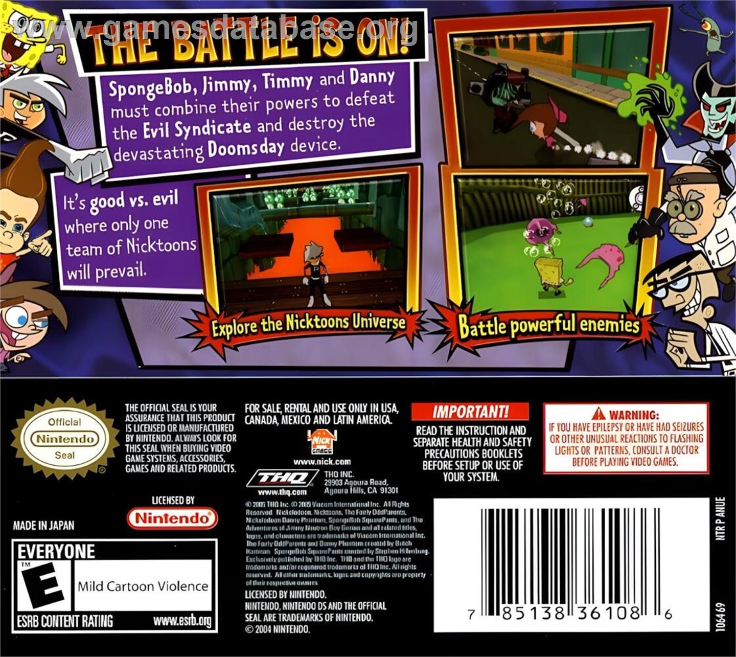 Nickelodeon Spongebob Squarepants And Friends Unite! - Nintendo DS - Artwork - Box Back