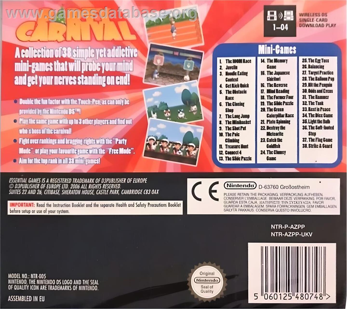 Party Carnival - Nintendo DS - Artwork - Box Back