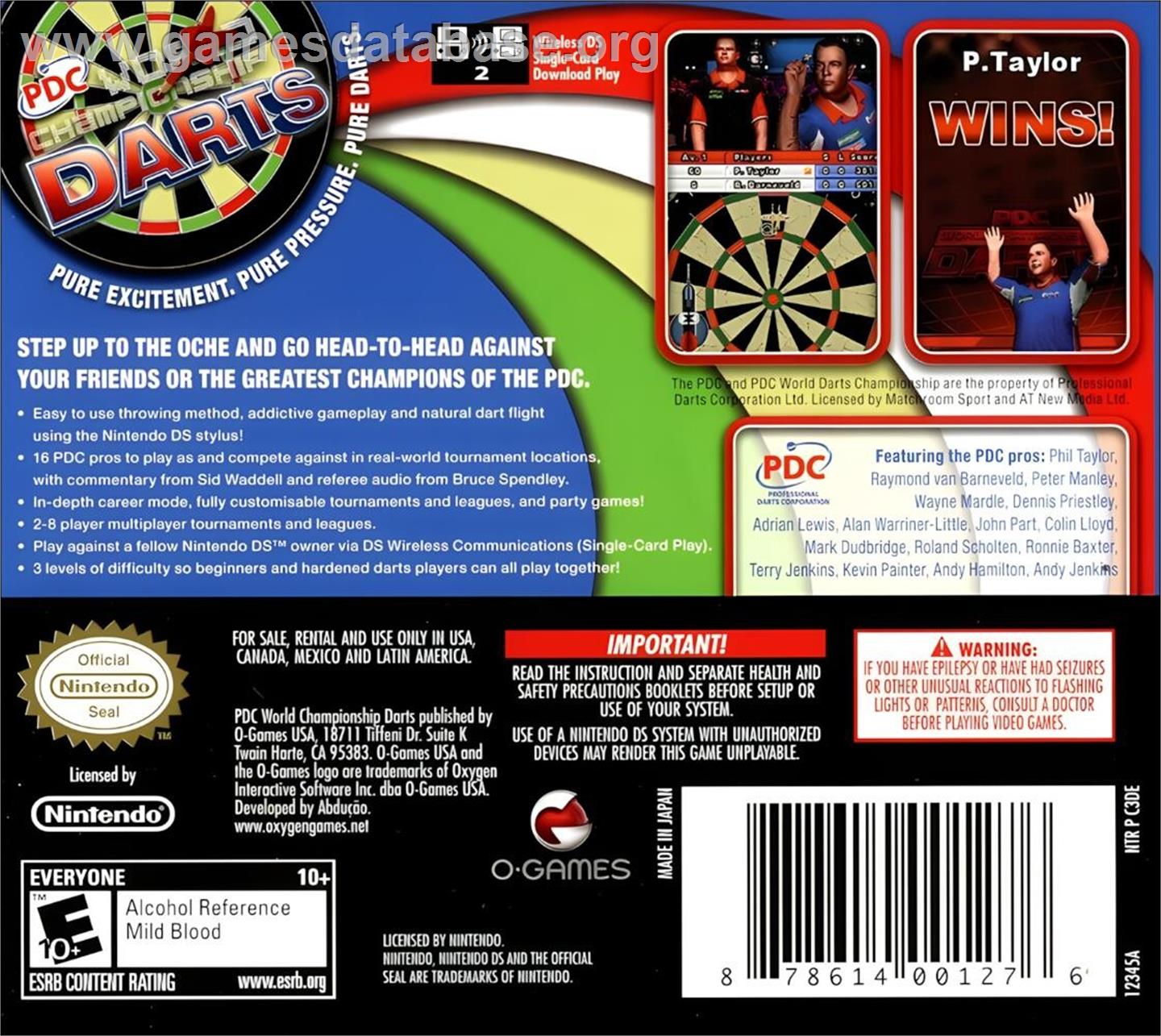 Pdc World Championship Darts 2009 - Nintendo DS - Artwork - Box Back