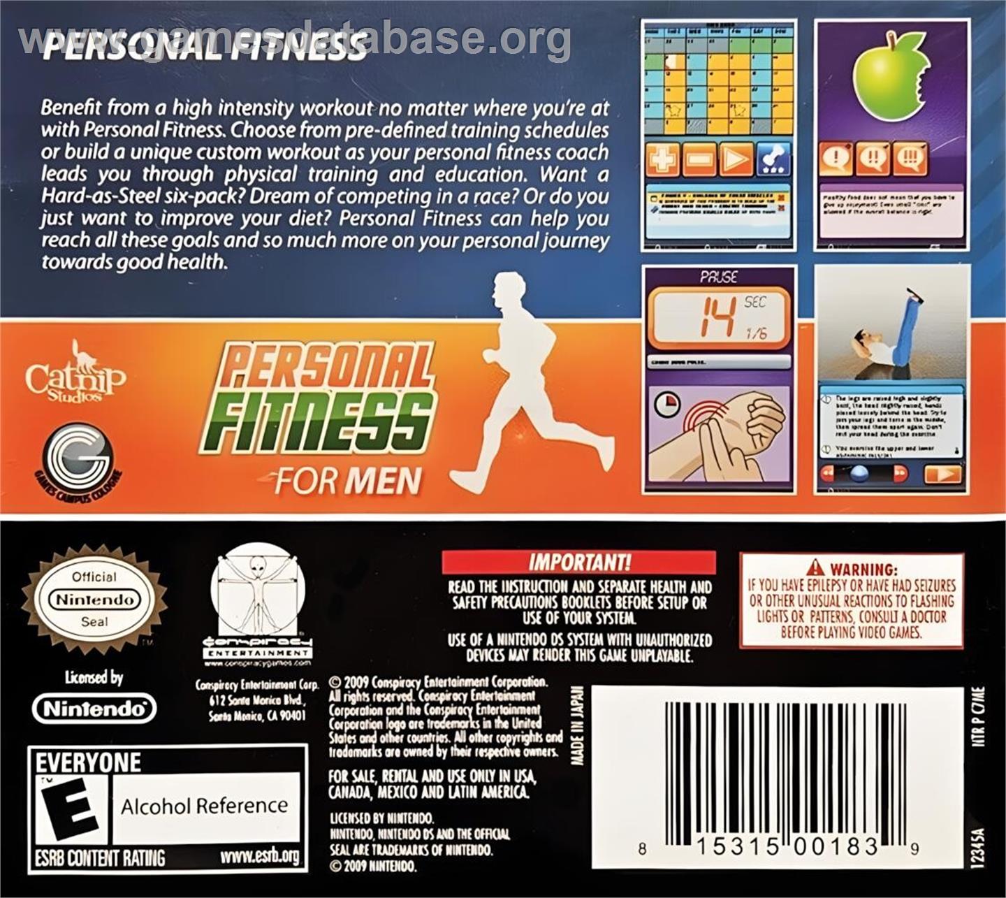 Personal Fitness For Men - Nintendo DS - Artwork - Box Back
