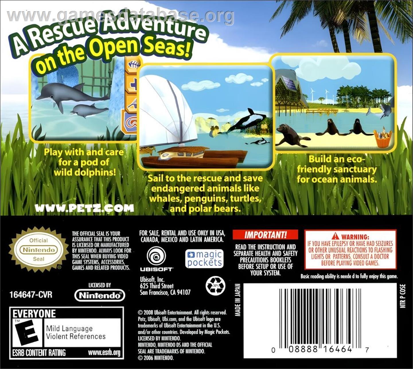 Petz Rescue - Ocean Patrol - Nintendo DS - Artwork - Box Back
