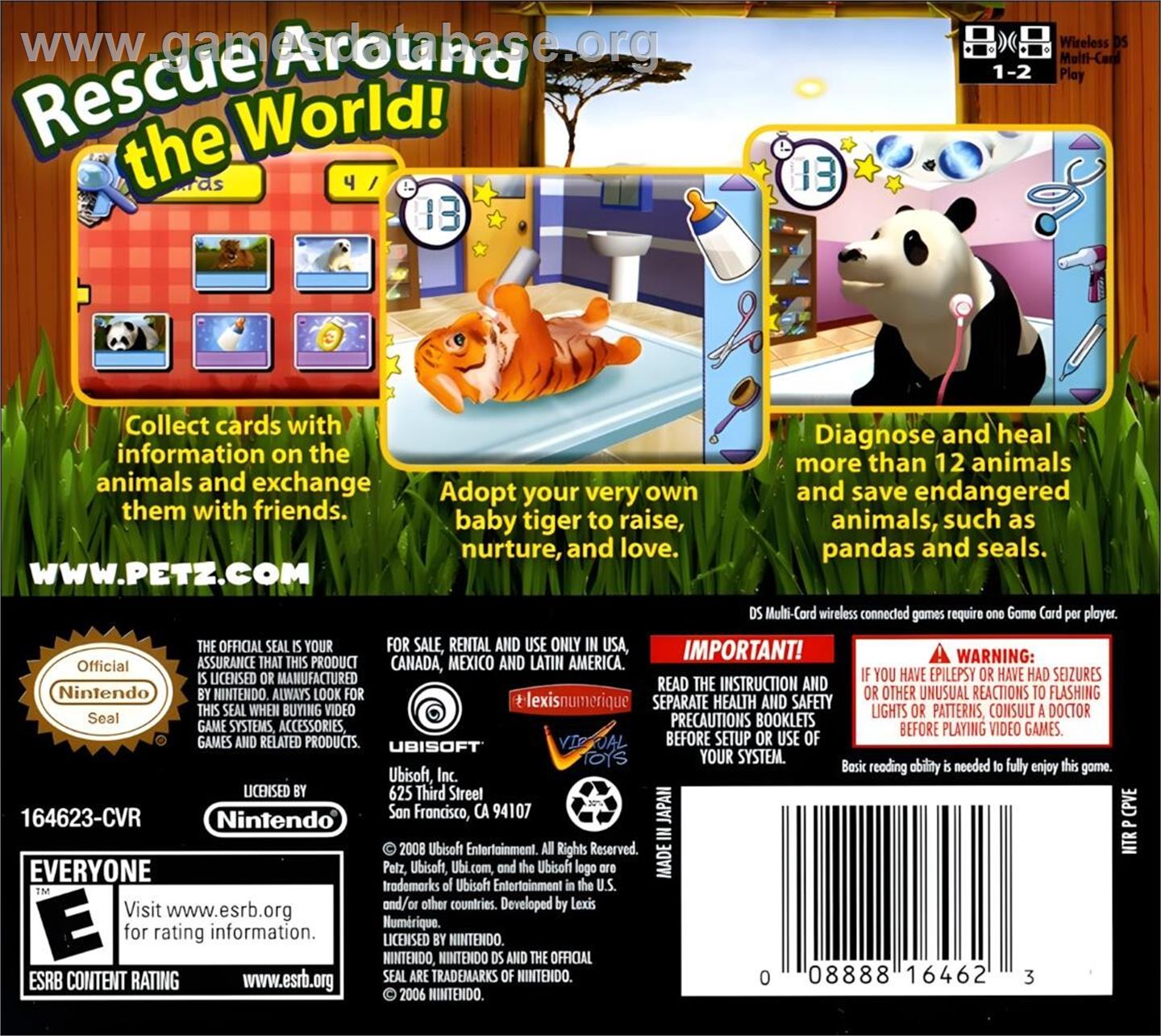 Petz Rescue - Wildlife Vet - Nintendo DS - Artwork - Box Back