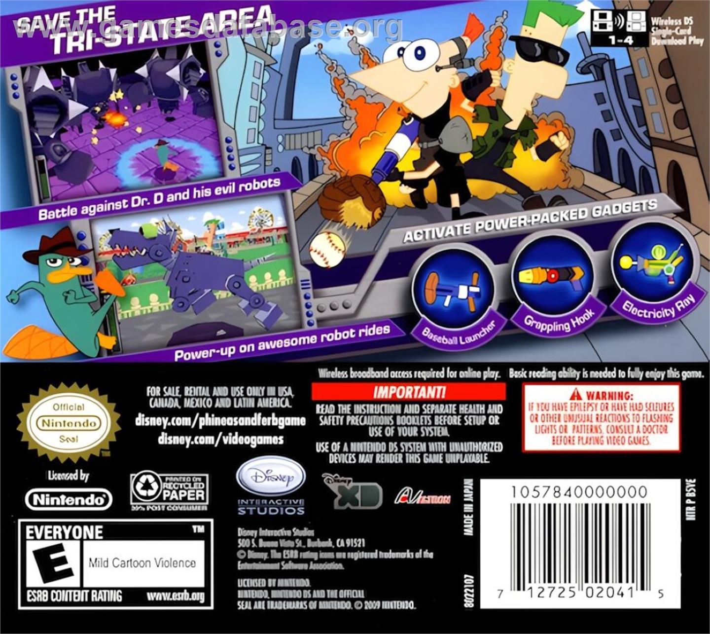 Phinéas Et Ferb - Voyage Dans La Deuxième Dimension - Nintendo DS - Artwork - Box Back