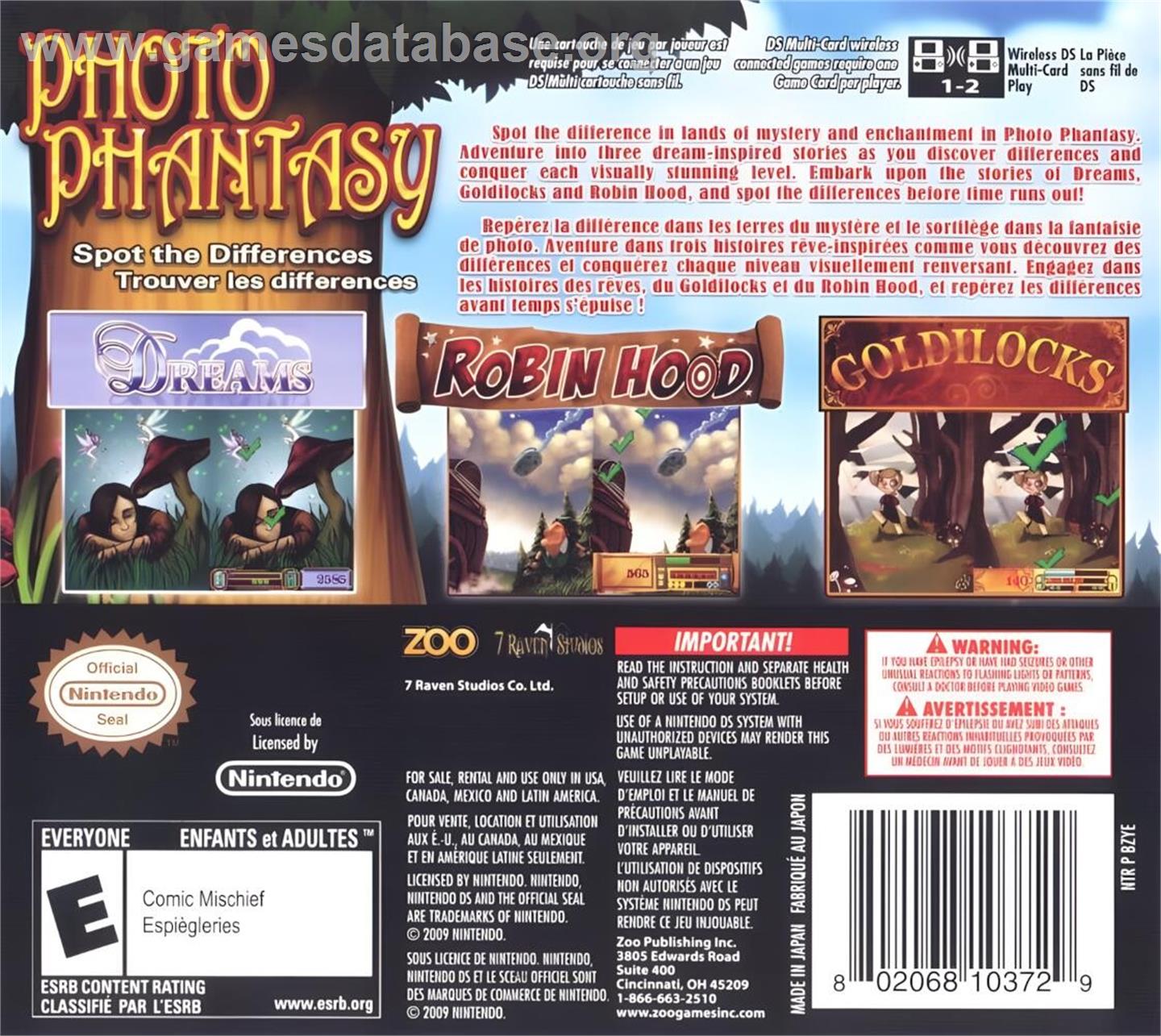 Photo Phantasy - Nintendo DS - Artwork - Box Back