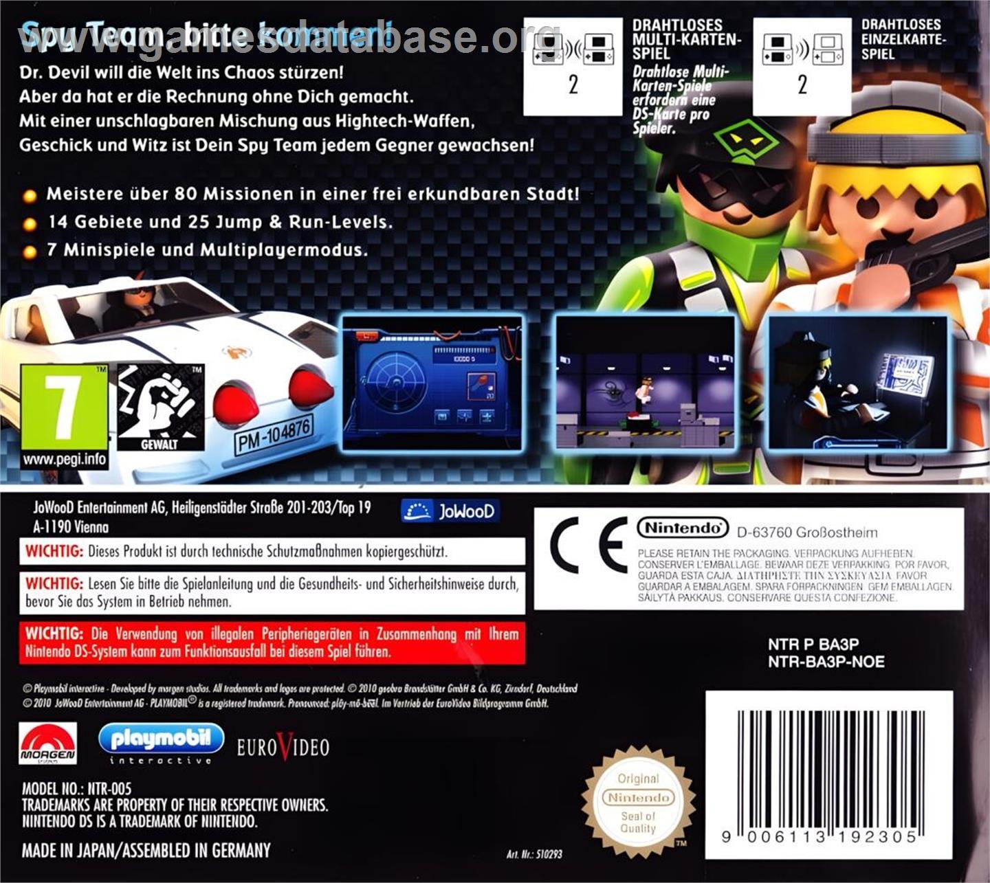 Playmobil - Top Agents - Nintendo DS - Artwork - Box Back