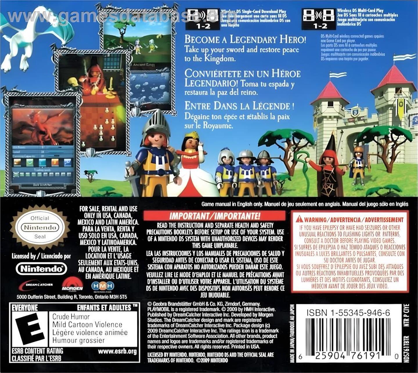 Playmobil Interactive Chevalier - Héros Du Royaume - Nintendo DS - Artwork - Box Back