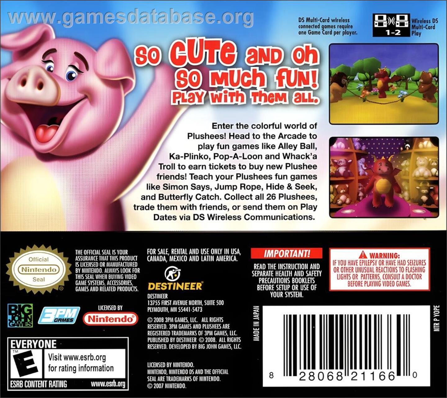 Plushees - Nintendo DS - Artwork - Box Back