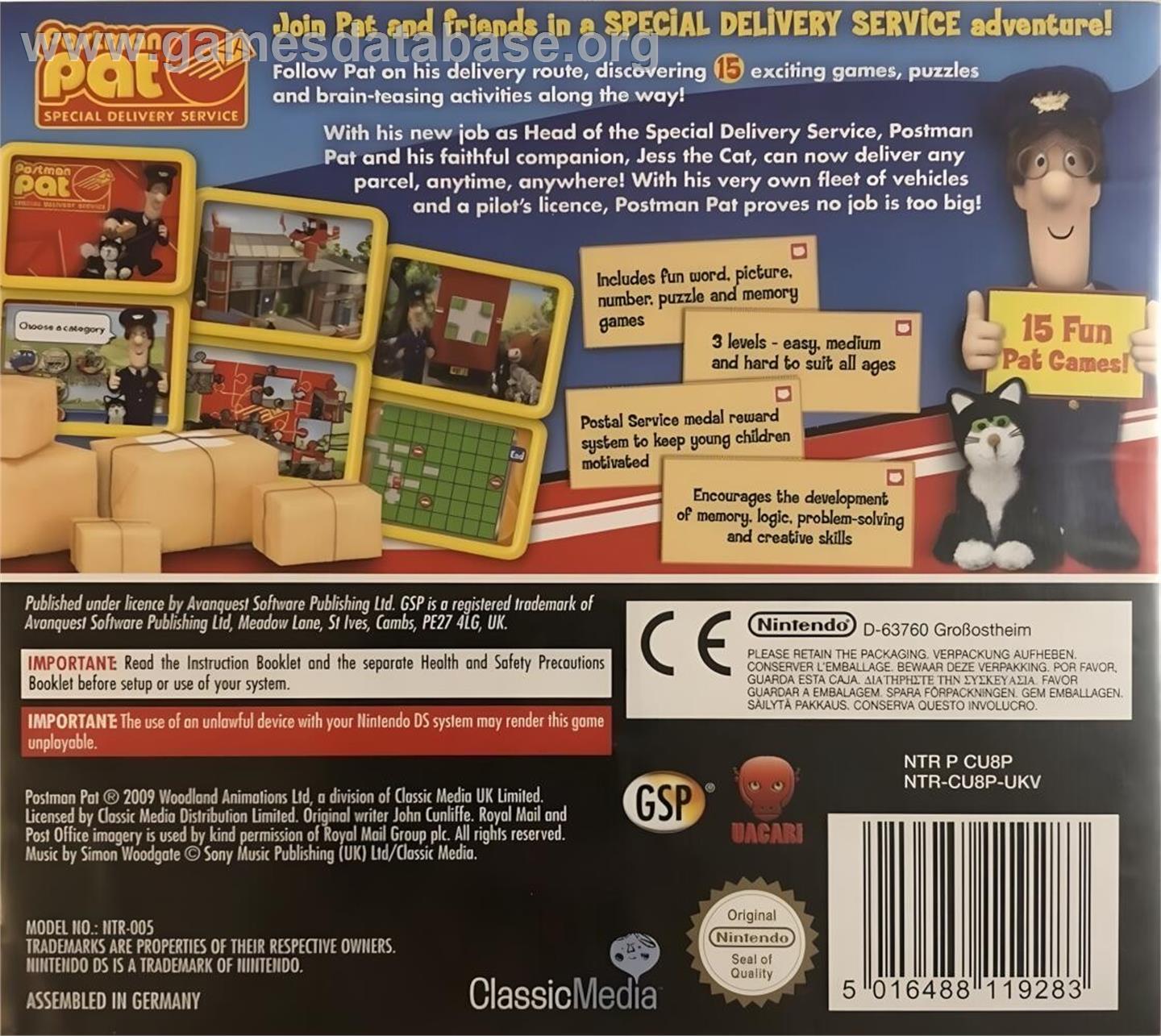 Postman Pat - Special Delivery Service - Nintendo DS - Artwork - Box Back
