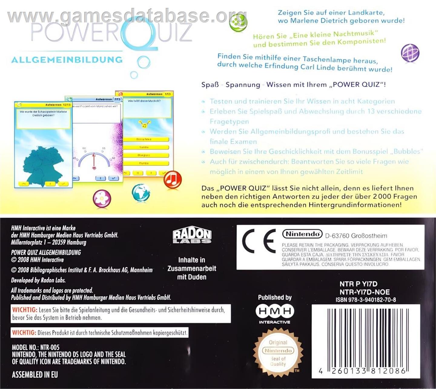 Power Quiz - Allgemeinbildung - Nintendo DS - Artwork - Box Back