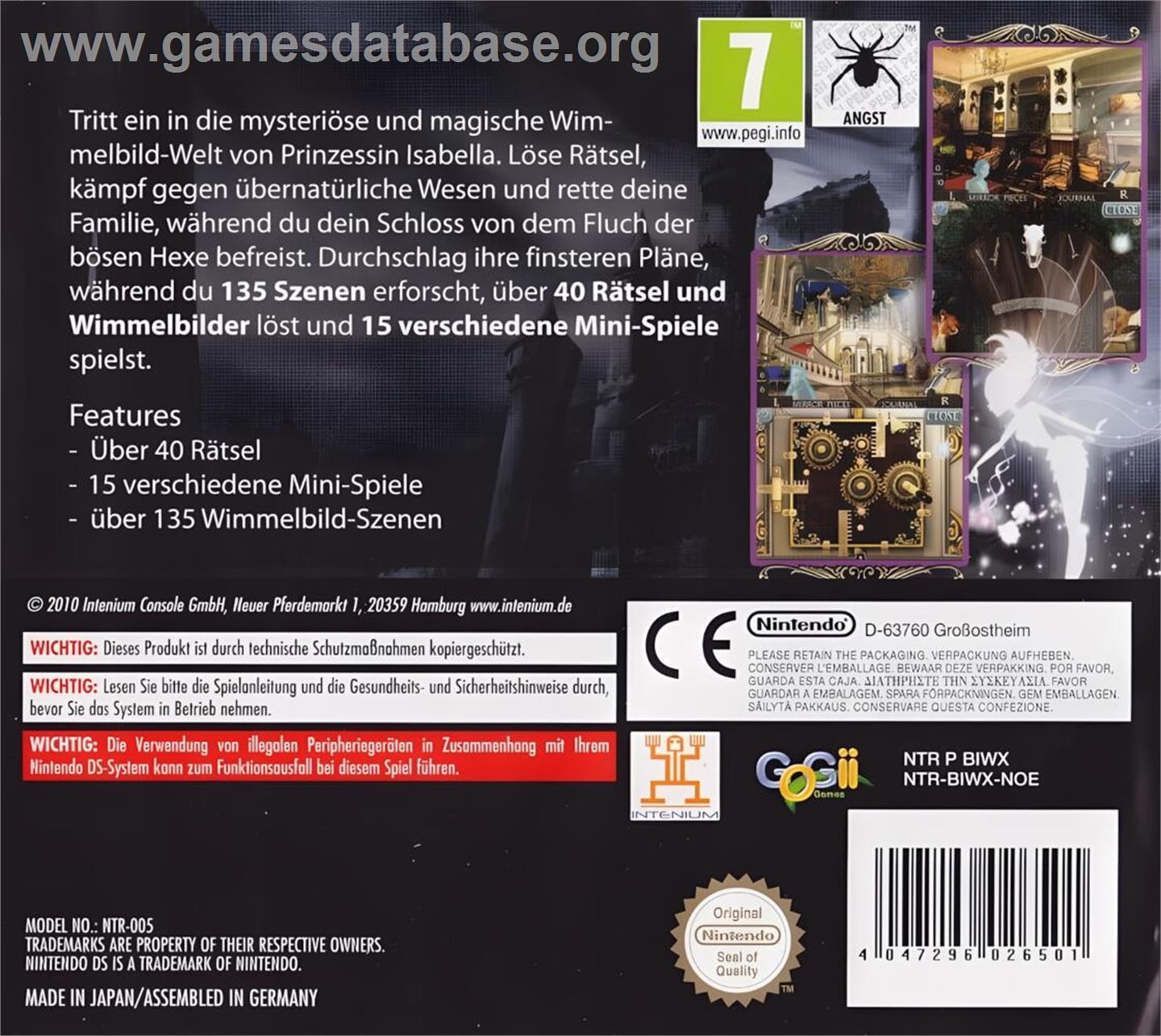 Princess Isabella - A Witch's Curse - Nintendo DS - Artwork - Box Back