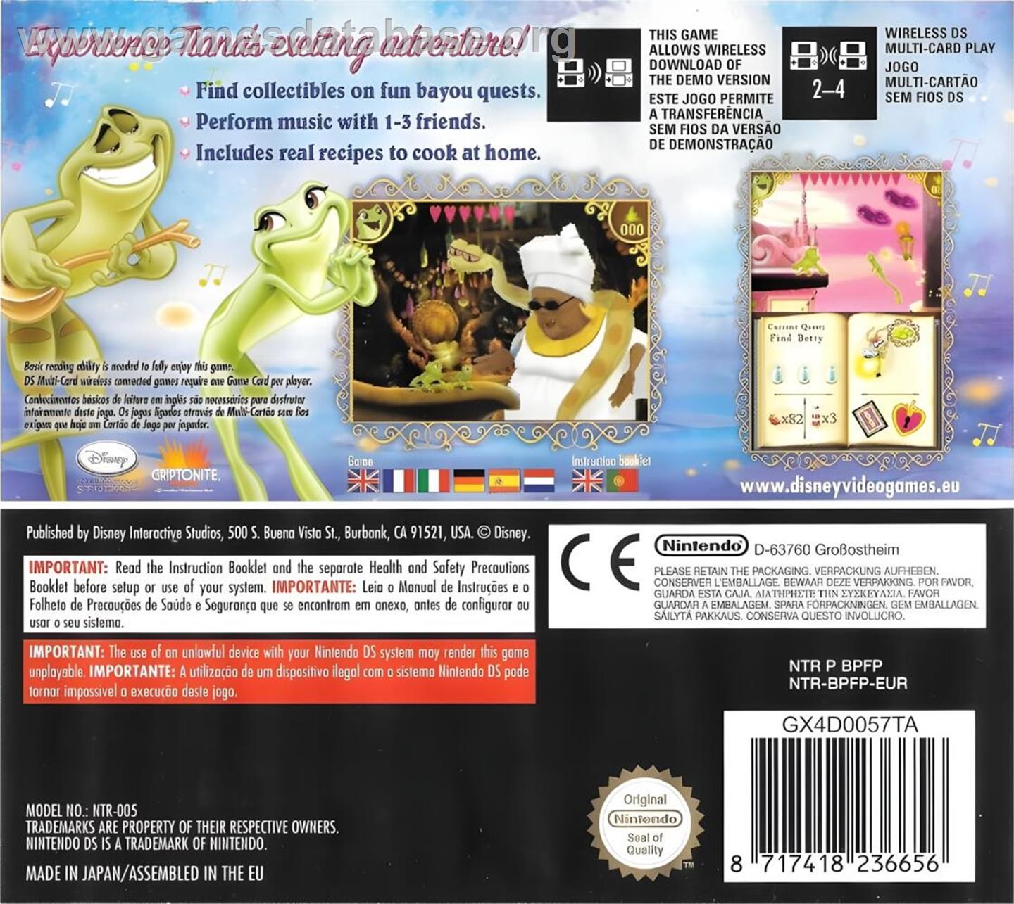 Princesse Et La Grenouille, La - Nintendo DS - Artwork - Box Back
