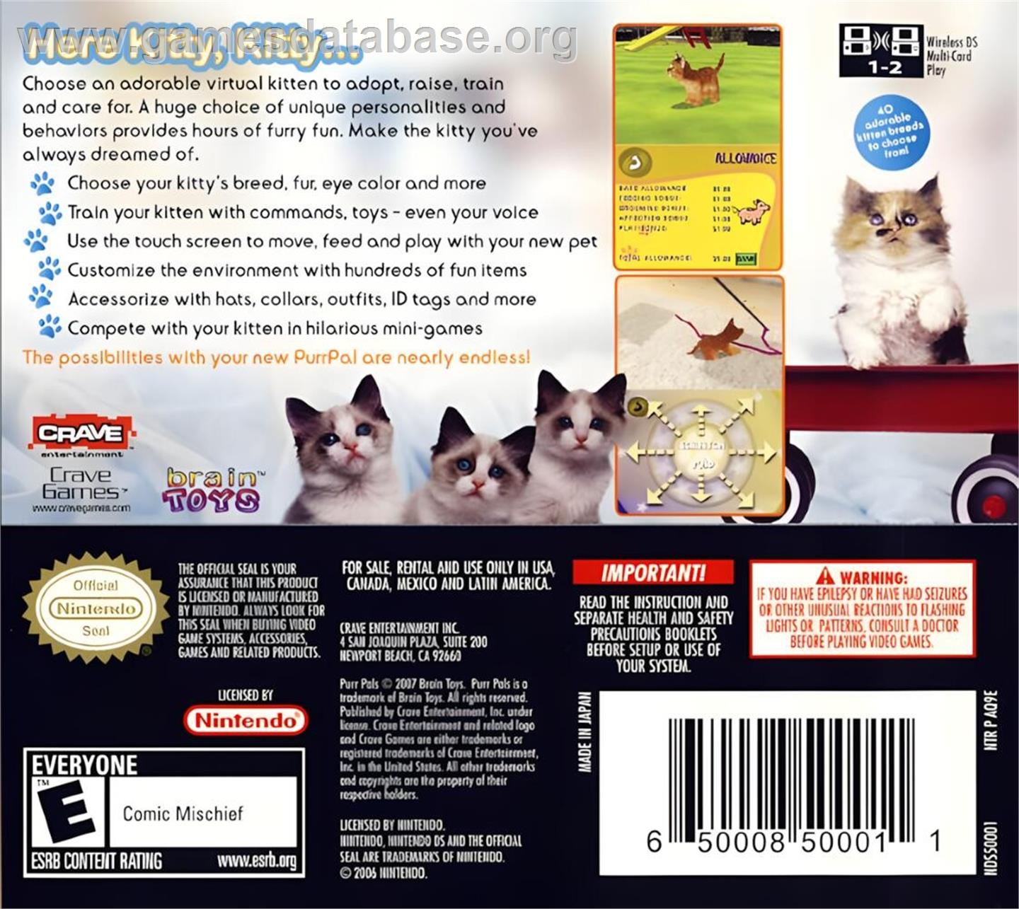 Purr Pals - Nintendo DS - Artwork - Box Back