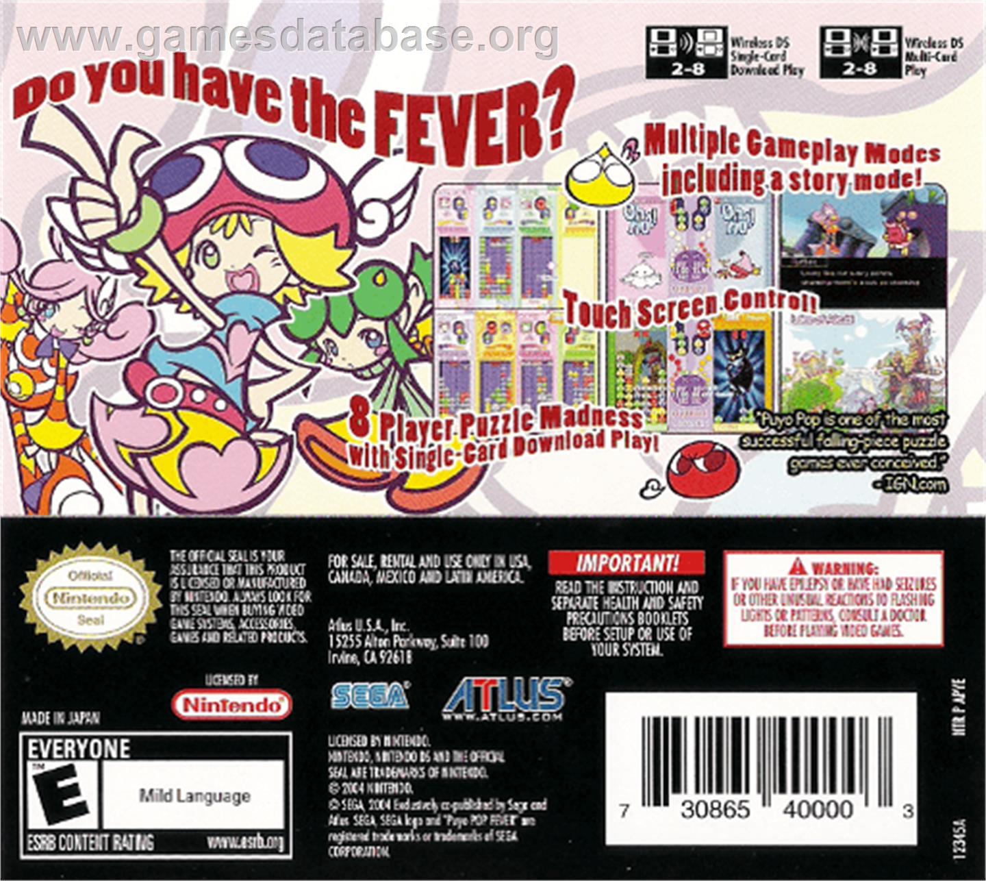 PUYO POP FEVER NINTENDO DS 2DS 3DS EDITION PAL UKV