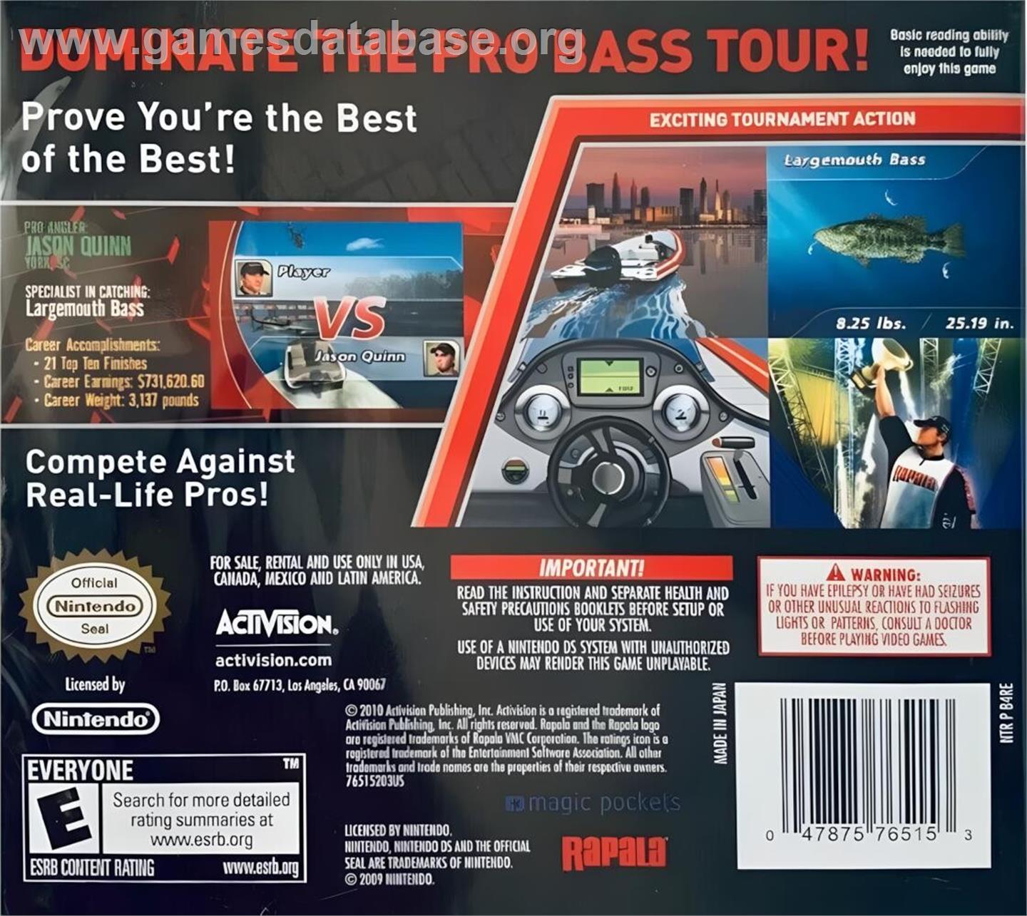 Rapala Pro Bass Fishing - Nintendo DS - Artwork - Box Back