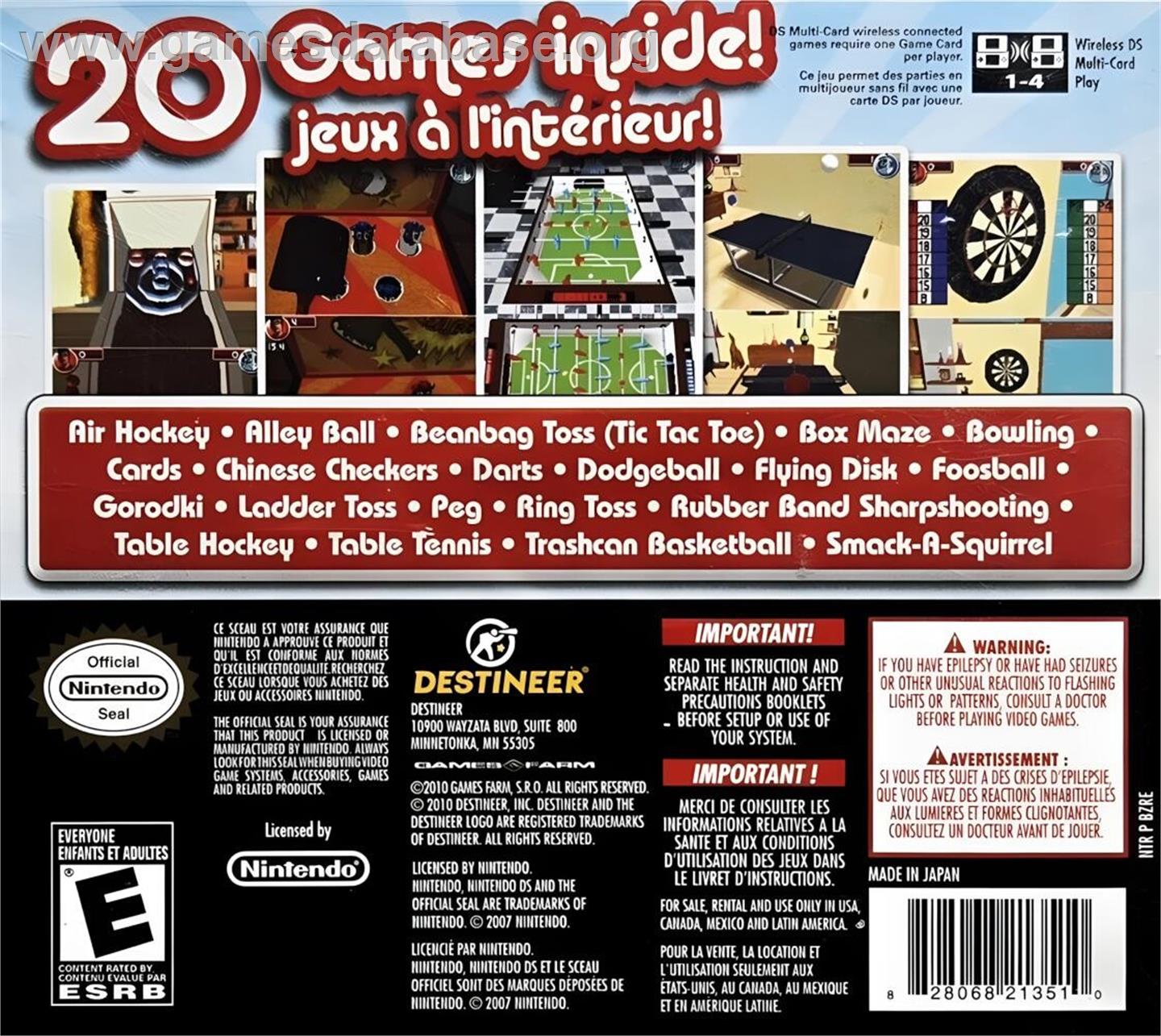 Rec Room Games - Nintendo DS - Artwork - Box Back