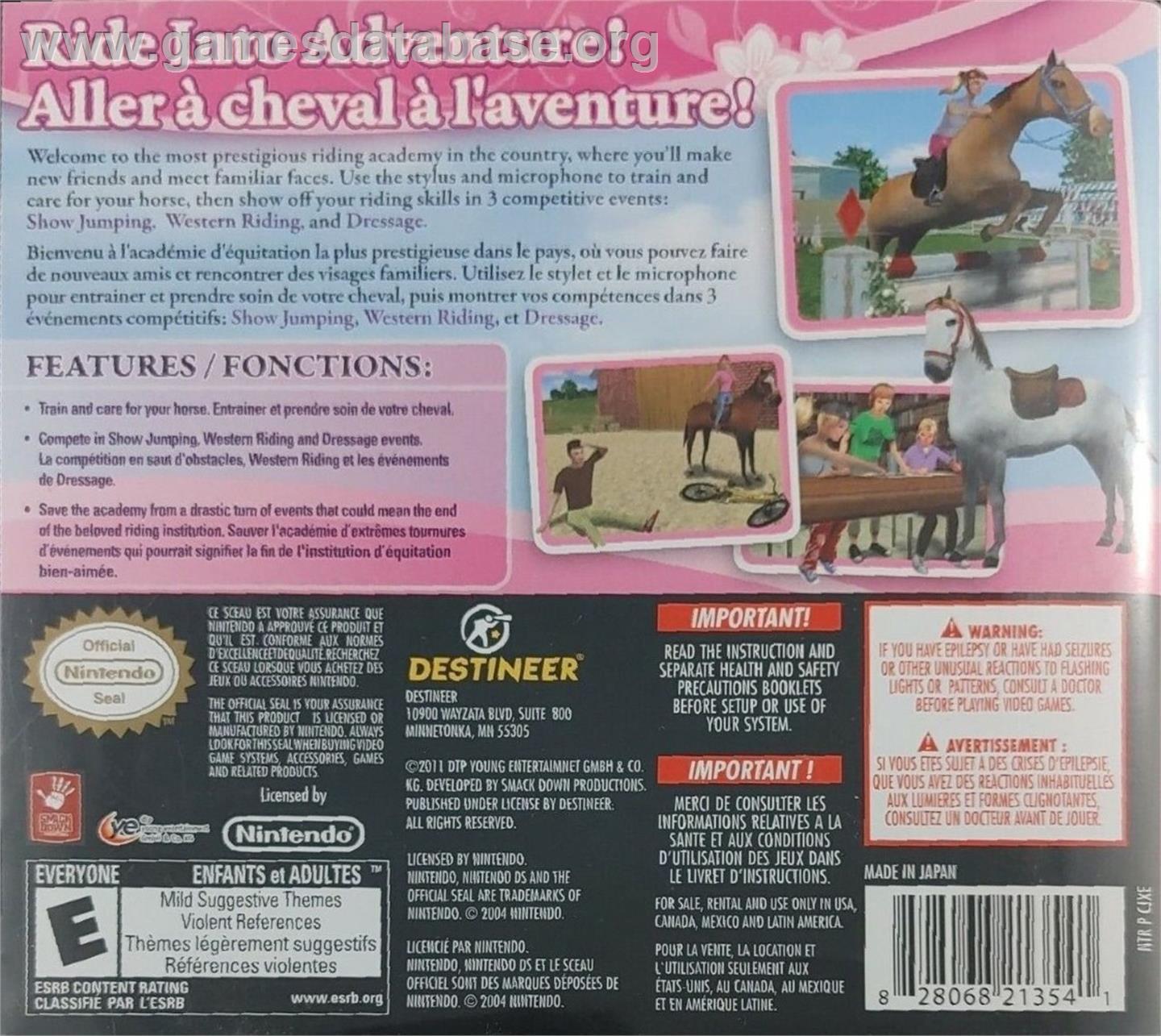 Riding Academy 2 - Nintendo DS - Artwork - Box Back