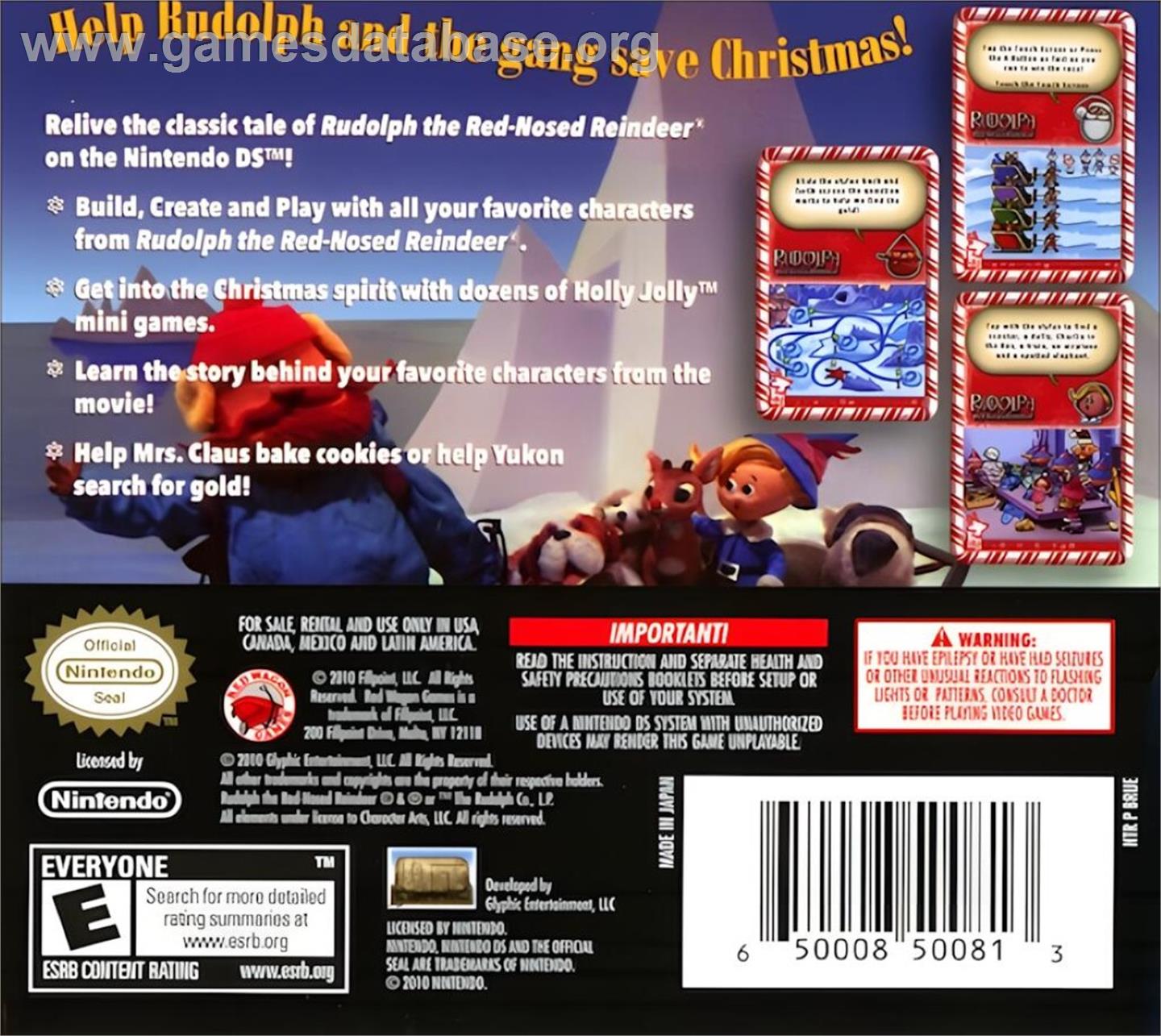 Rudolph - The Red-nosed Reindeer - Nintendo DS - Artwork - Box Back