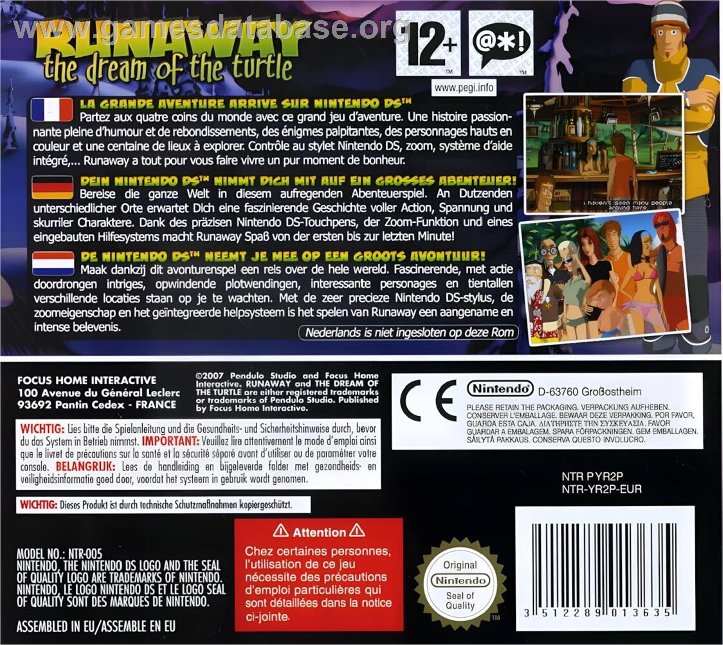 Runaway - The Dream Of The Turtle - Nintendo DS - Artwork - Box Back
