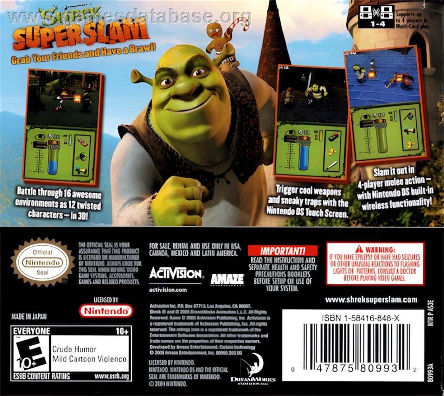 Shrek SuperSlam - Nintendo DS - Artwork - Box Back