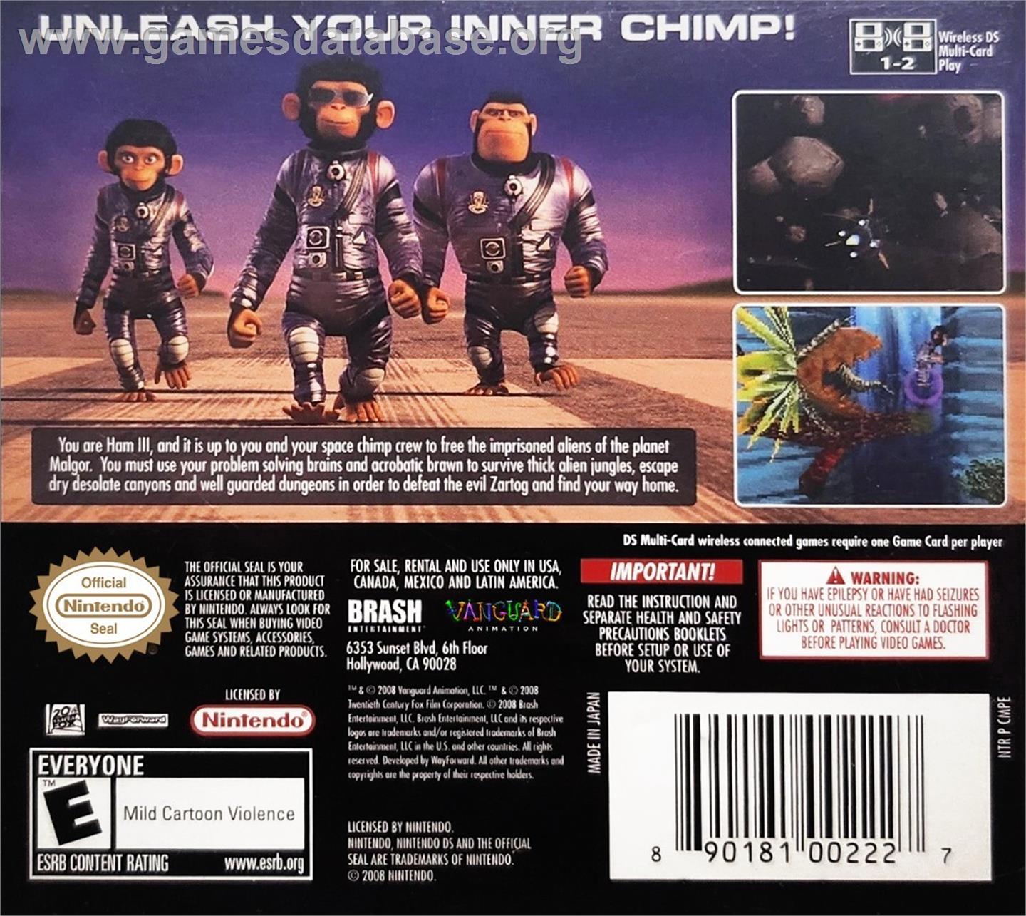 Space Chimps - Nintendo DS - Artwork - Box Back