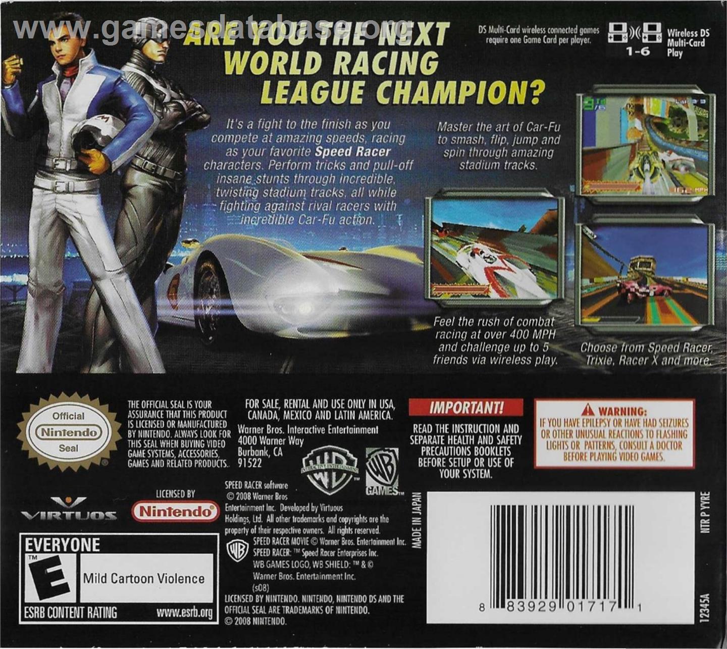 Speed Racer - Le Jeu Vidéo - Nintendo DS - Artwork - Box Back