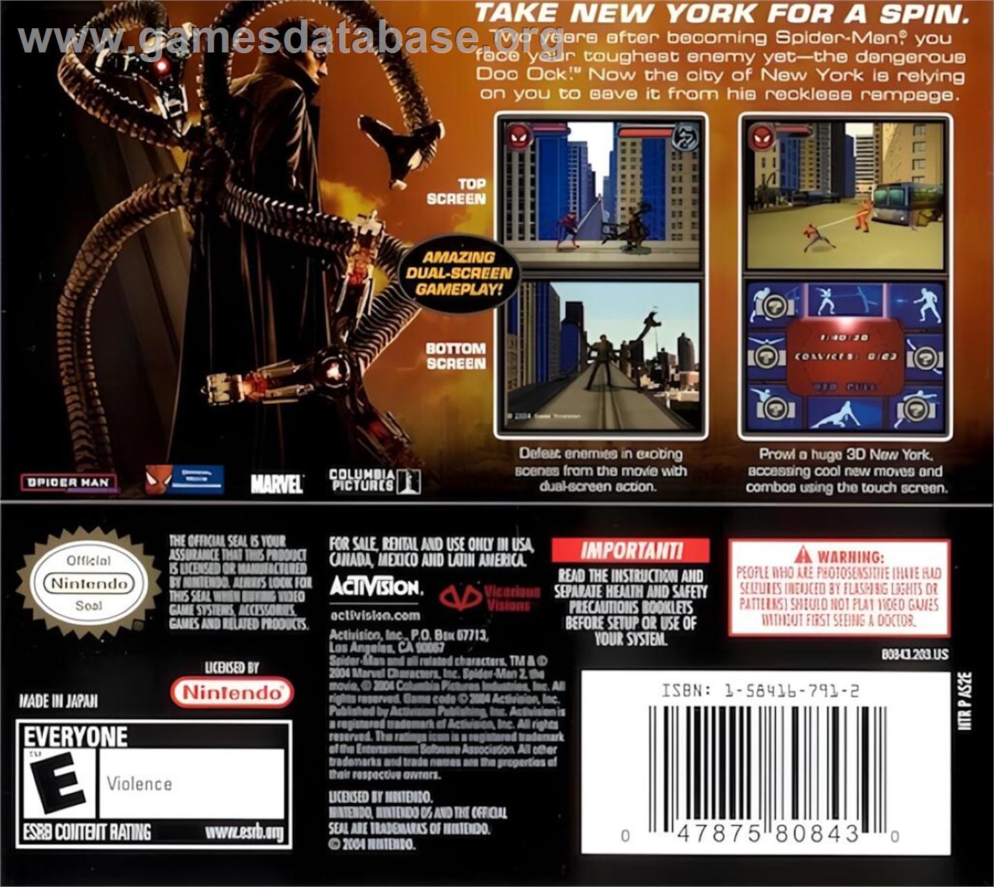 Spider-man 2 - Nintendo DS - Artwork - Box Back