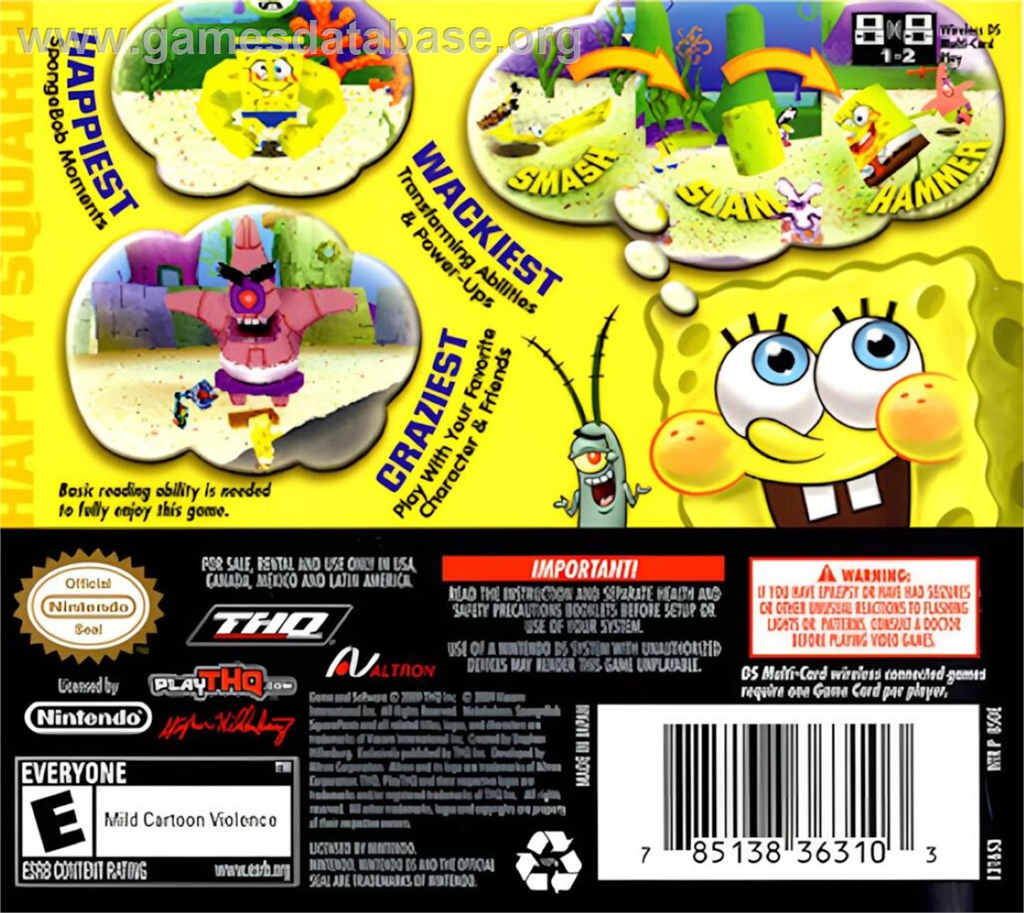 SpongeBob's Truth or Square - Nintendo DS - Artwork - Box Back
