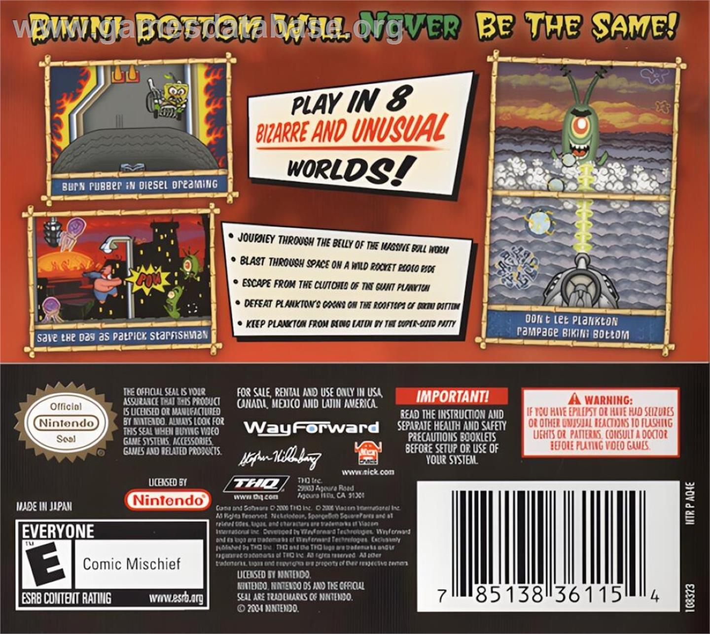 Spongebob Squarepants - Creature From The Krusty Krab - Nintendo DS - Artwork - Box Back