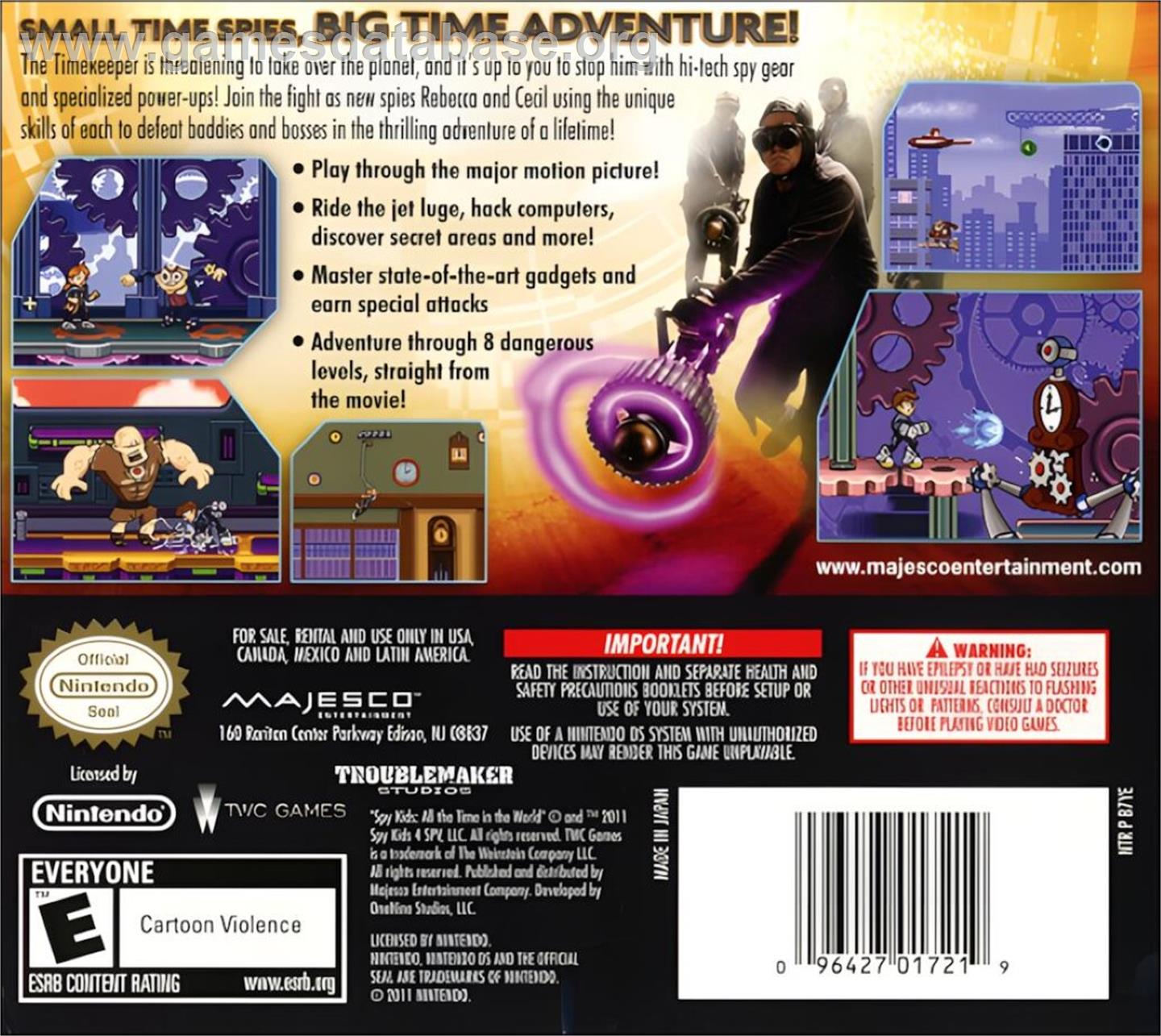 Spy Kids - All The Time In The World - Nintendo DS - Artwork - Box Back
