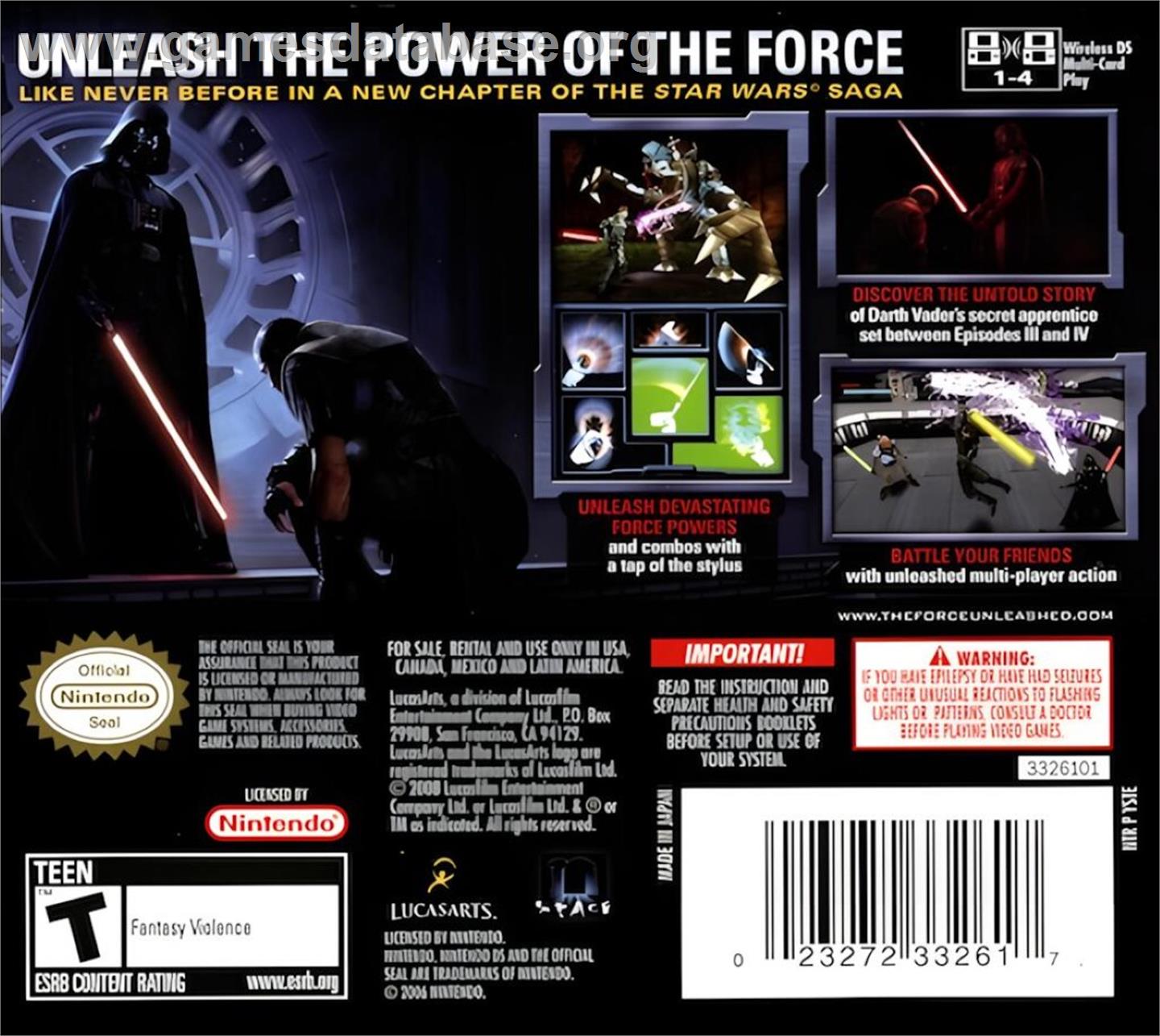 Star Wars - Le Pouvoir De La Force - Nintendo DS - Artwork - Box Back