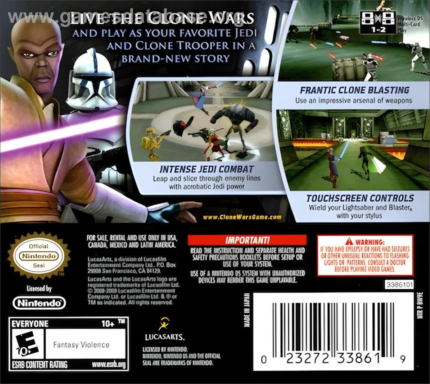 Star Wars The Clone Wars - Les Héros De La République - Nintendo DS - Artwork - Box Back