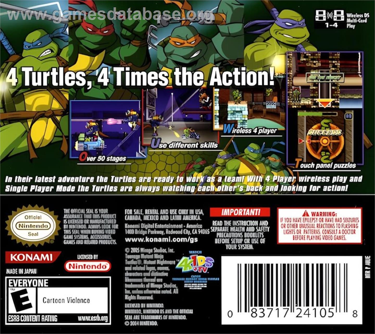 Teenage Mutant Ninja Turtles 3 - Mutant Nightmare - Nintendo DS - Artwork - Box Back