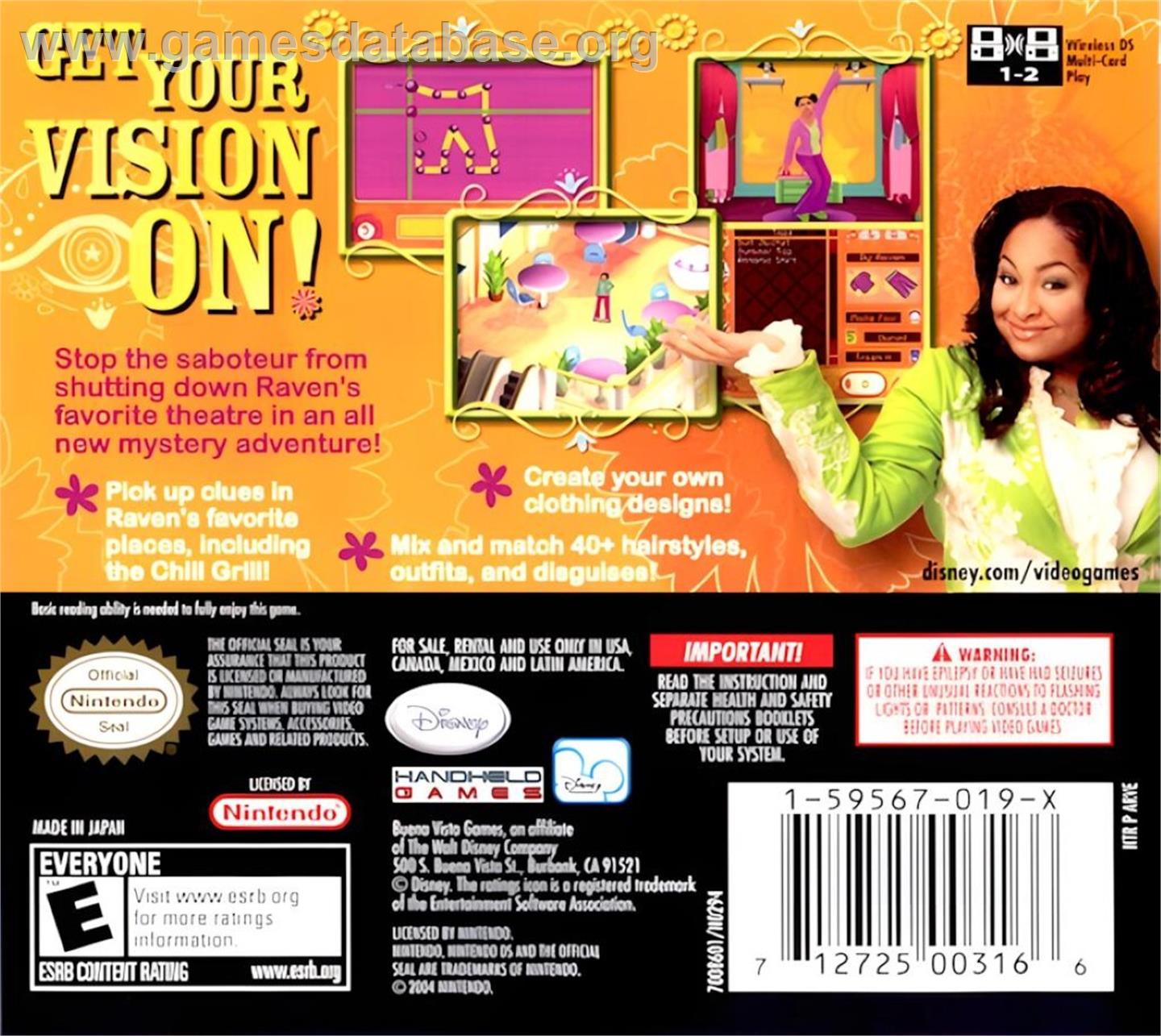 That's So Raven - Psychic On The Scene - Nintendo DS - Artwork - Box Back