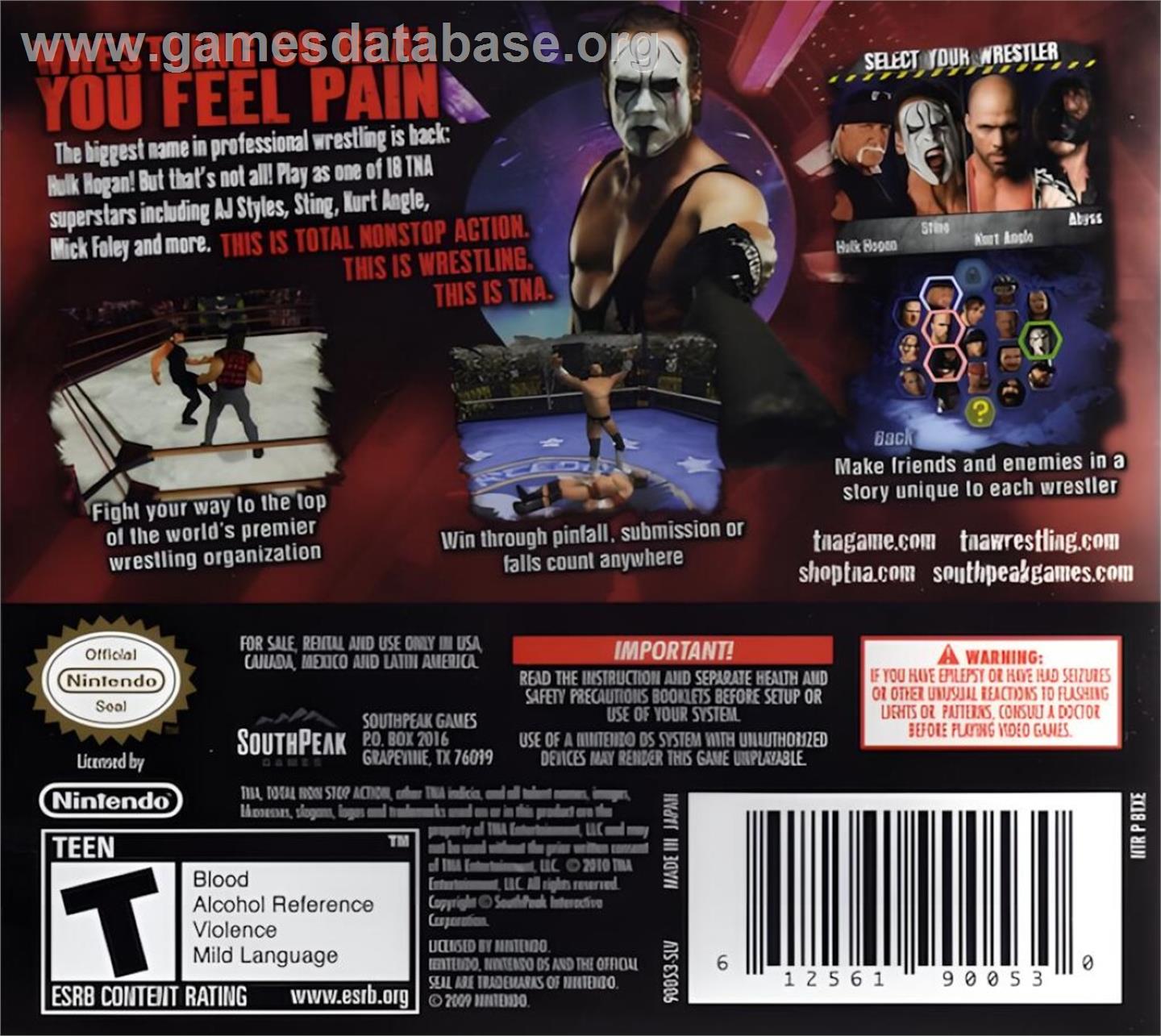 Tna Impact! - Cross The Line - Nintendo DS - Artwork - Box Back