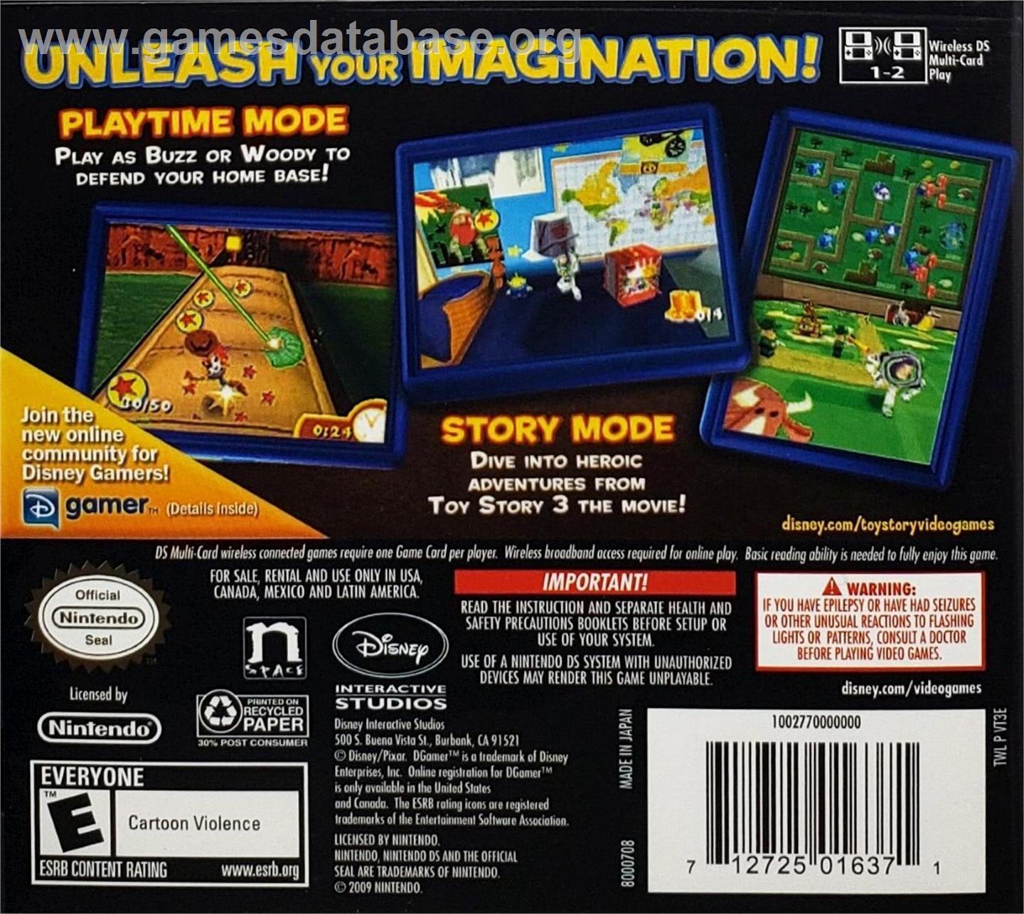 Toy Story 3 : To The Rescue! Edition - Nintendo DS - Artwork - Box Back