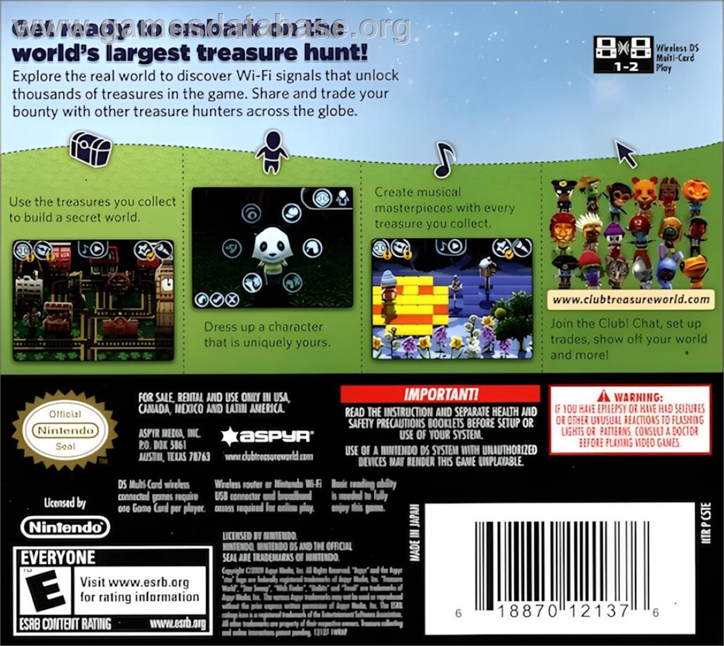 Treasure World - Nintendo DS - Artwork - Box Back