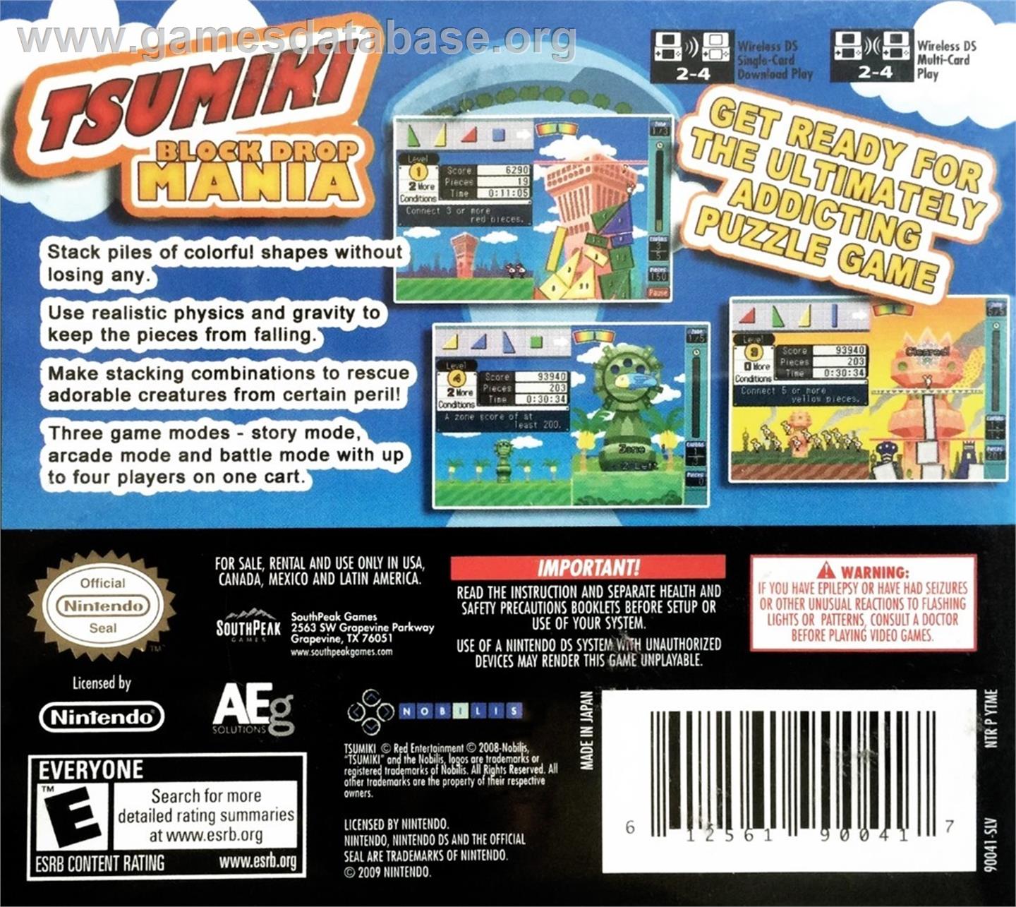 Tsumiki - Block Drop Mania - Nintendo DS - Artwork - Box Back