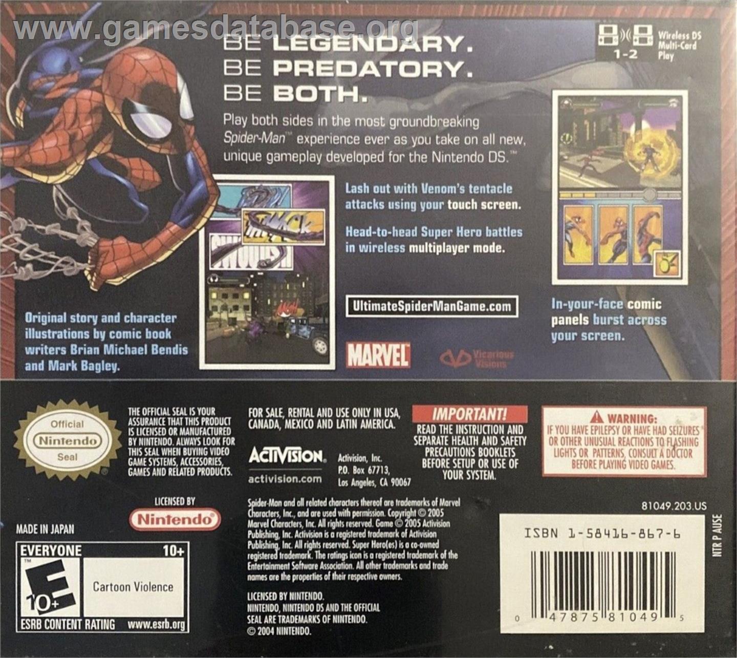 Ultimate Spider-man - Nintendo DS - Artwork - Box Back