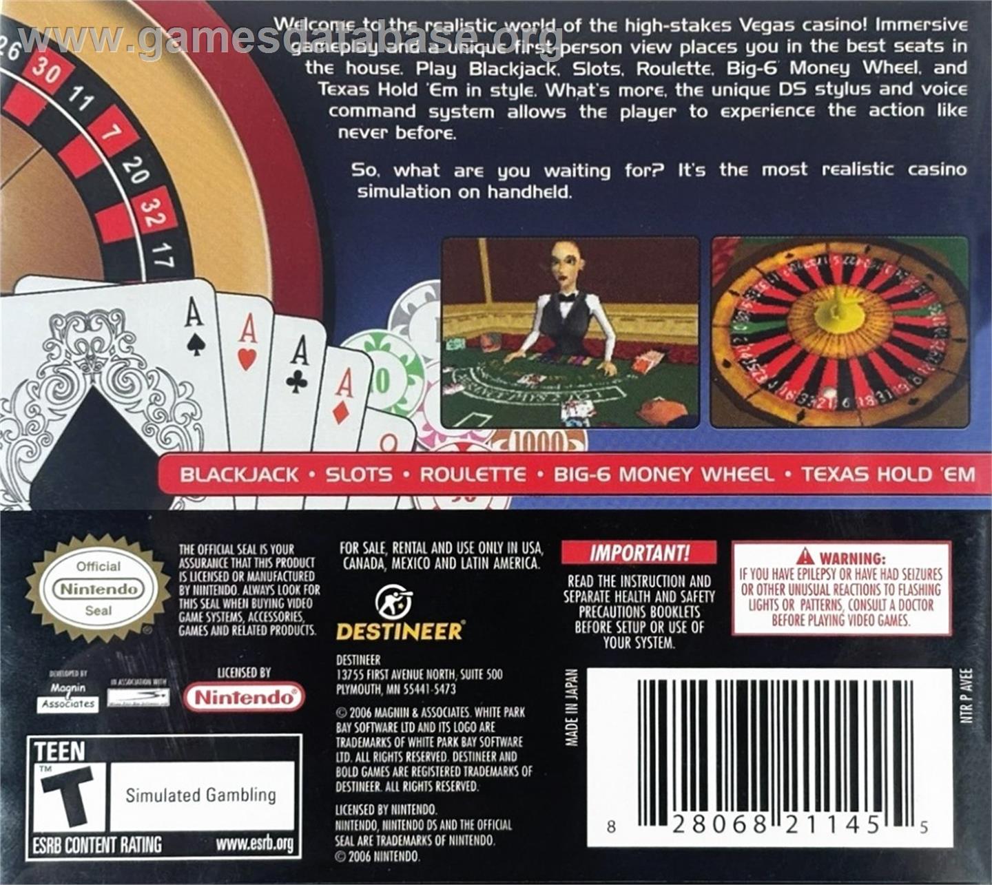 Vegas Casino - Nintendo DS - Artwork - Box Back