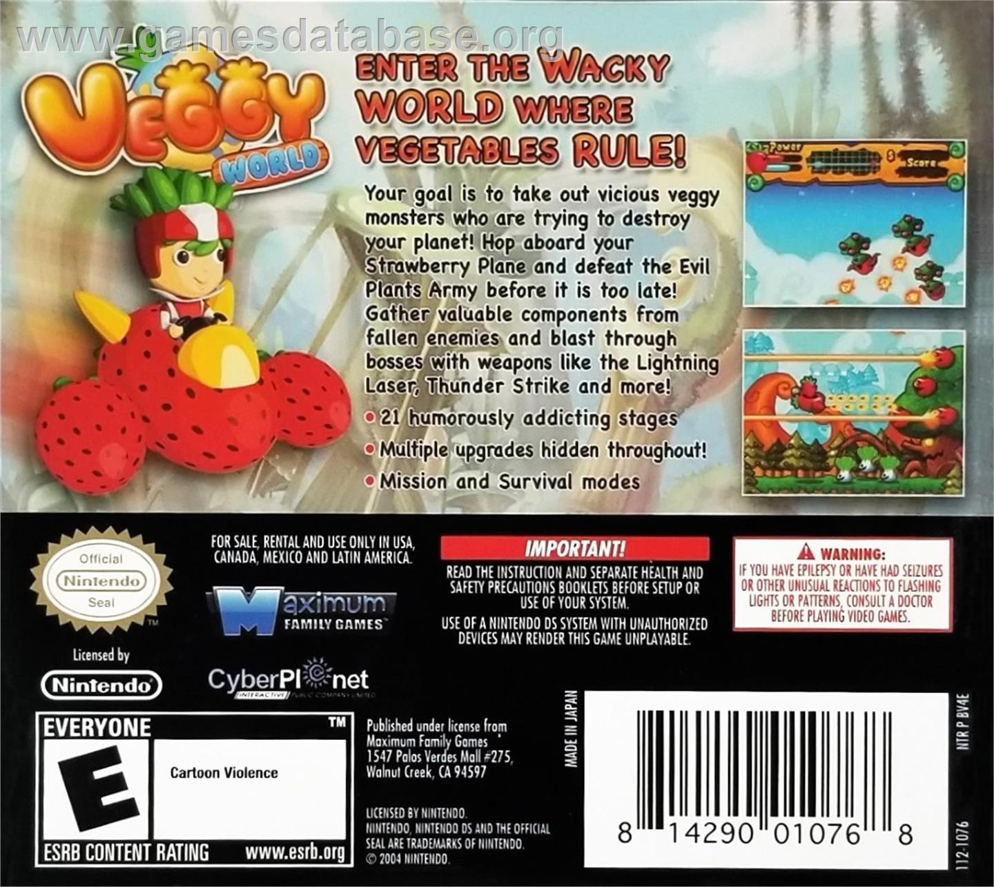 Veggy World - Nintendo DS - Artwork - Box Back