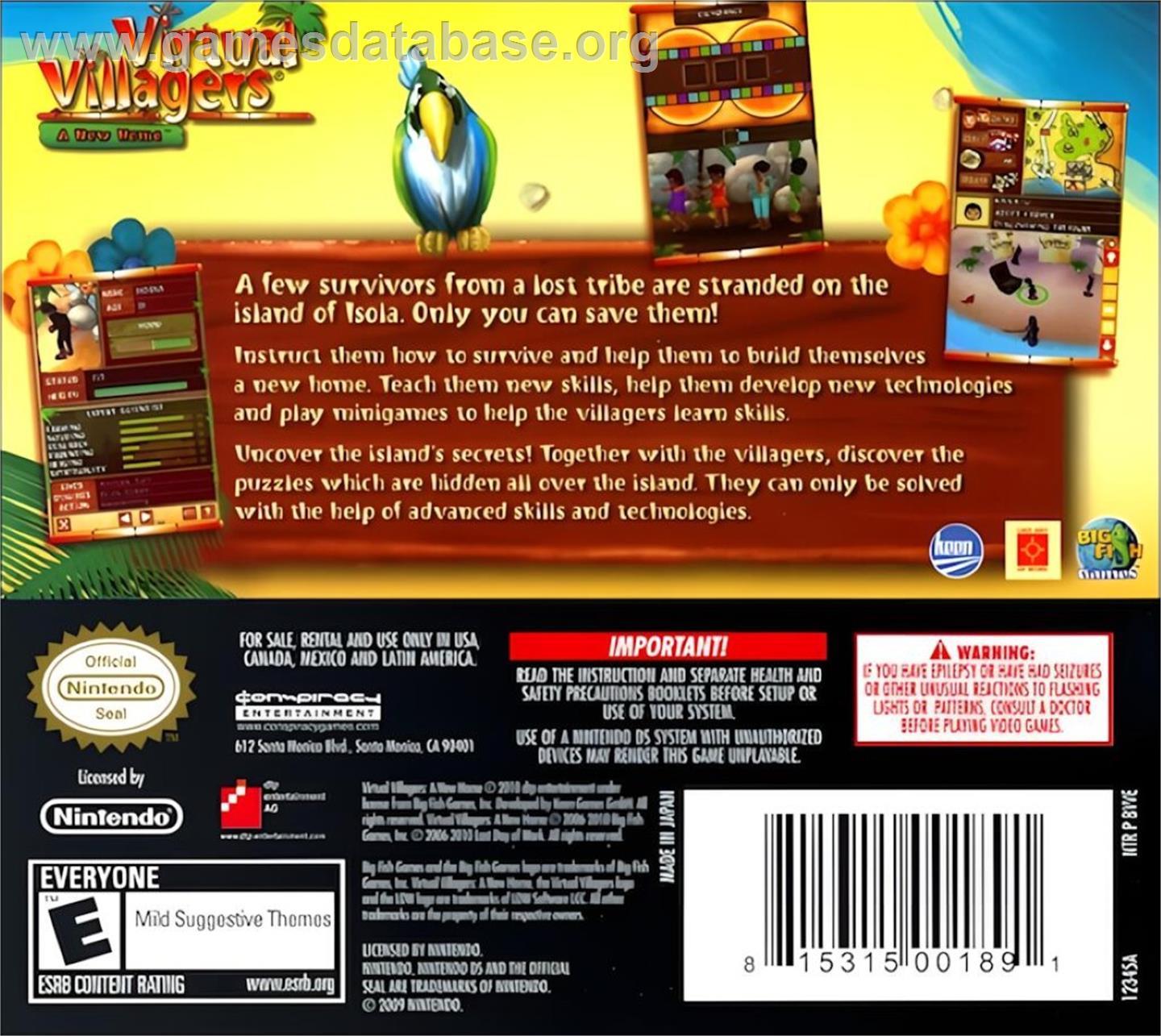 Virtual Villagers - Un Nouveau Chez-soi - Nintendo DS - Artwork - Box Back