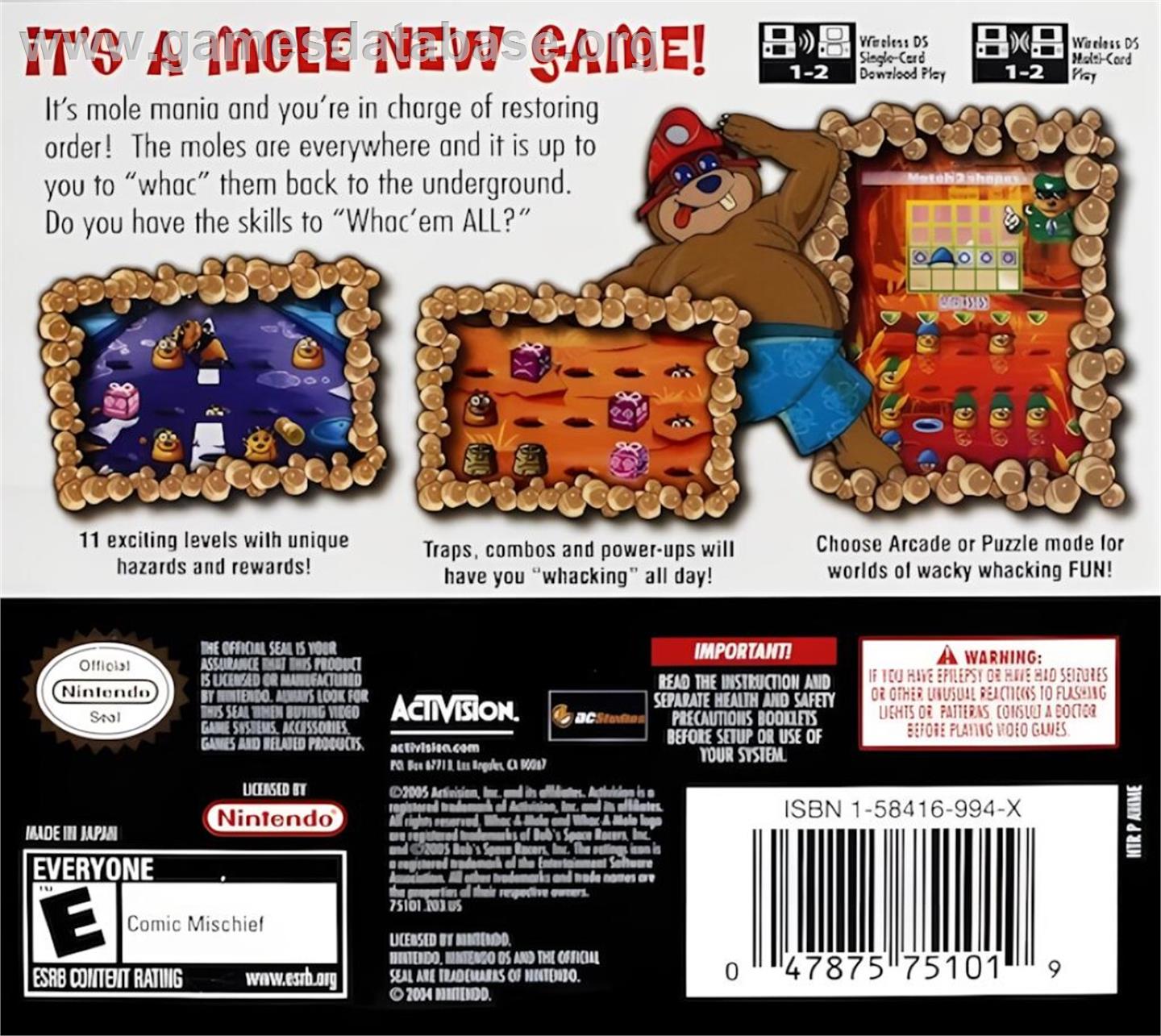 Whac-a-mole - Nintendo DS - Artwork - Box Back