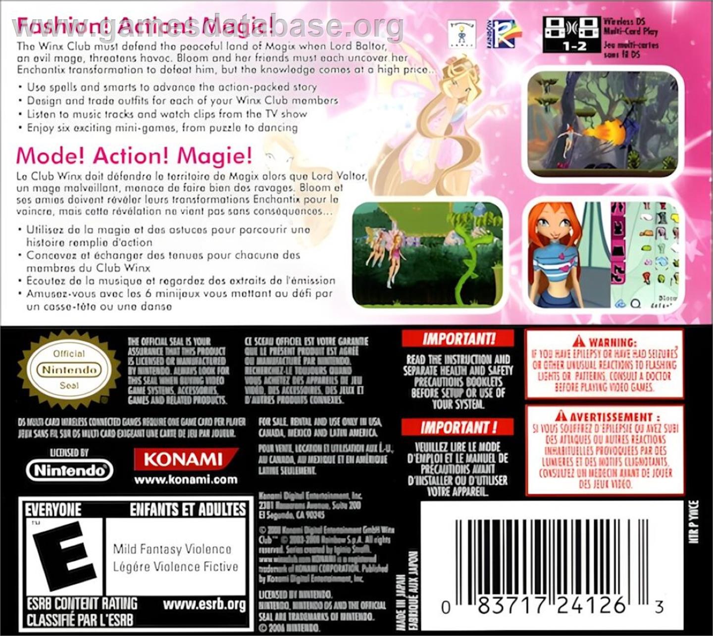 Winx Club - Mission Enchantix - Nintendo DS - Artwork - Box Back