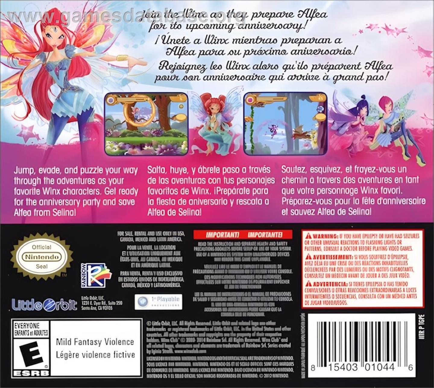 Winx Club - Saving Alfea - Nintendo DS - Artwork - Box Back