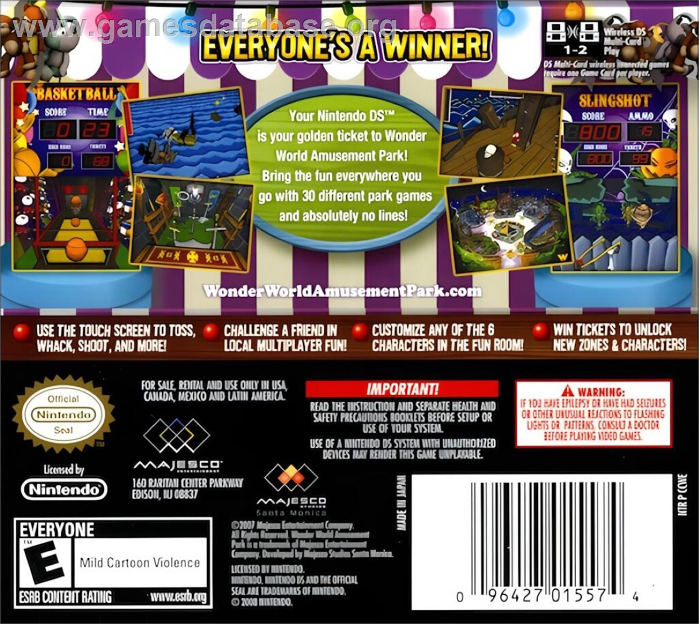 Wonder World Amusement Park - Nintendo DS - Artwork - Box Back