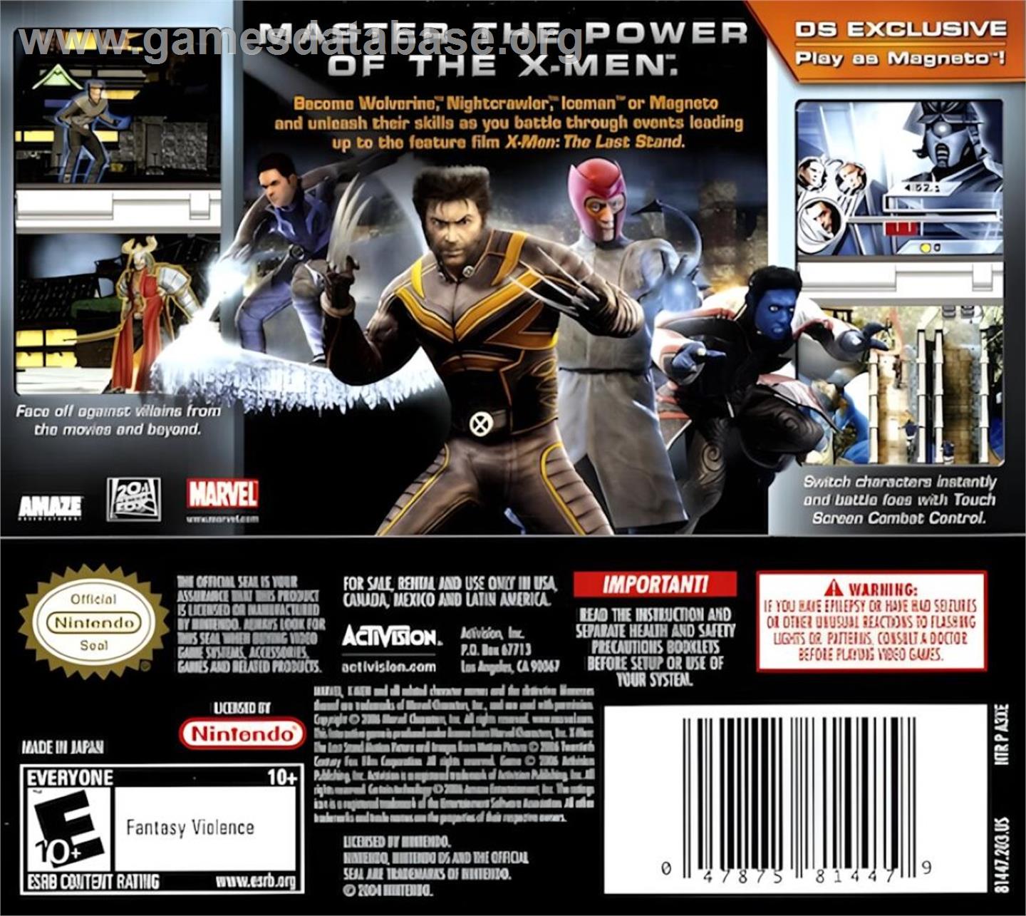 X-men - The Official Game - Nintendo DS - Artwork - Box Back