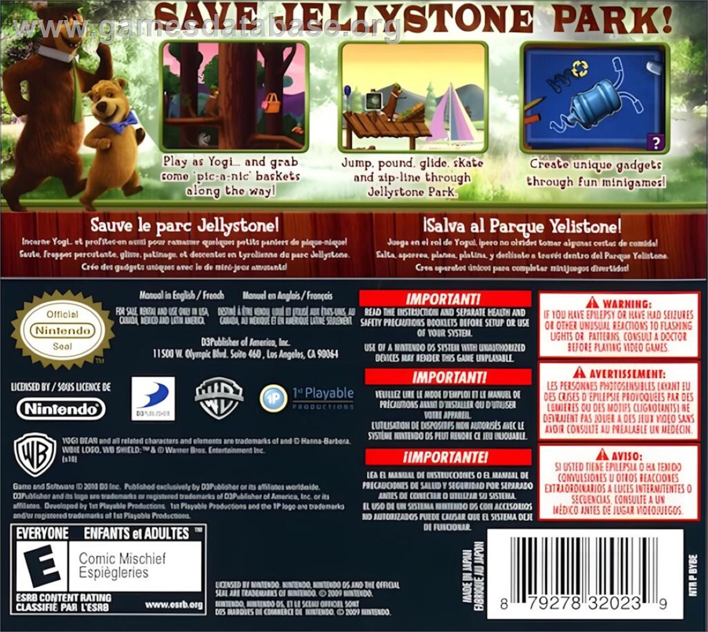 Yogi Bear - Nintendo DS - Artwork - Box Back