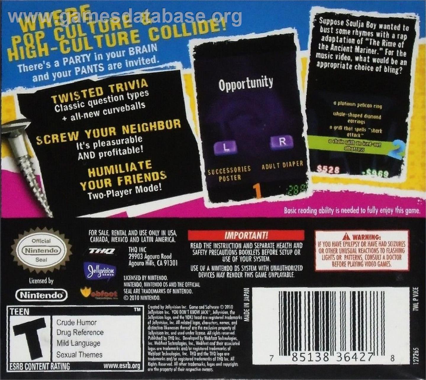 You Don't Know Jack - Nintendo DS - Artwork - Box Back