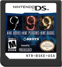 Cartridge artwork for 999 - Nine Hours Nine Persons Nine Doors on the Nintendo DS.