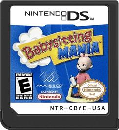 Cartridge artwork for Babysitting Mania on the Nintendo DS.
